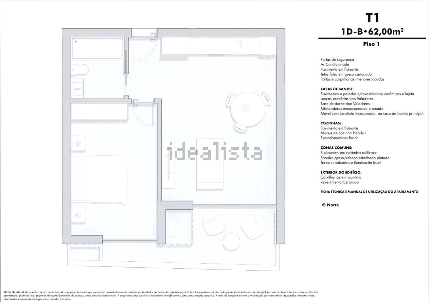 公寓 t1出售Praia da Vagueira - 平面图