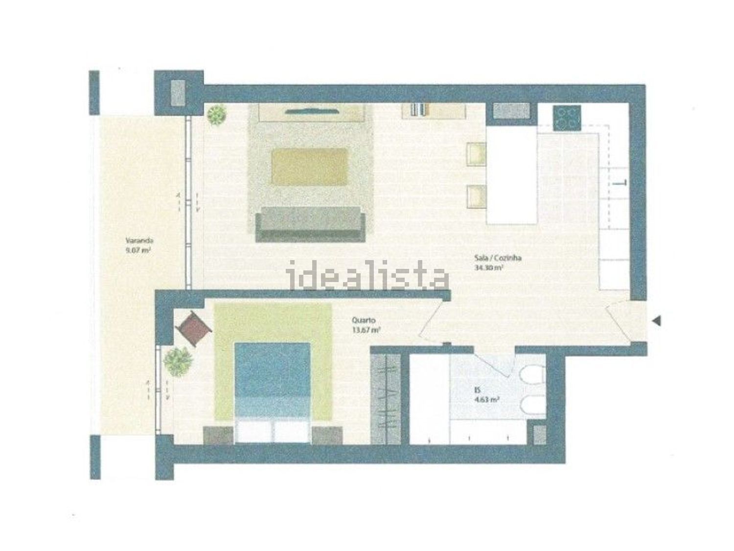 出租公寓 t1在Rua Engenheiro Viana Batista, 7 - 平面图