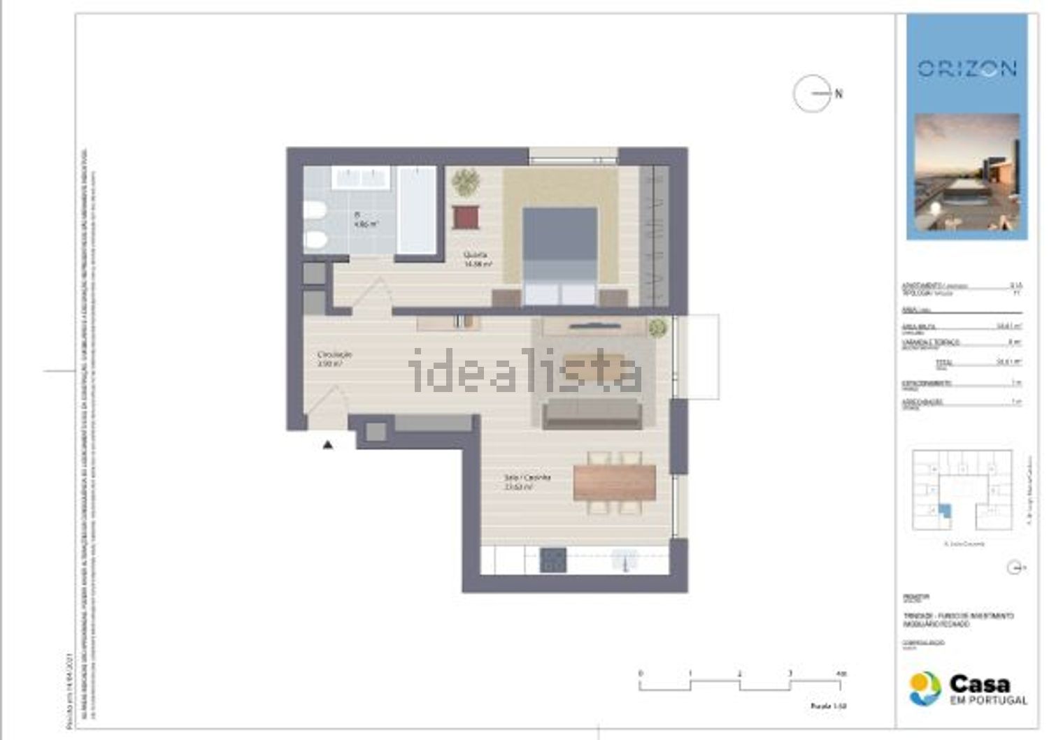 出租公寓 t1在Rua Engenheiro Viana Batista - 平面图