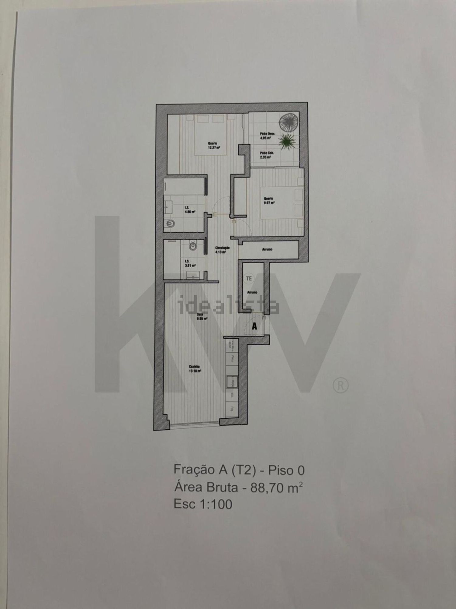 公寓 t2出售在Baixa de Santo António - Alboi - 平面图