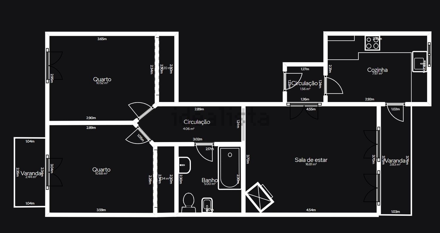 公寓 t2出售在Rua Eça de Queiroz, 12 - 平面图