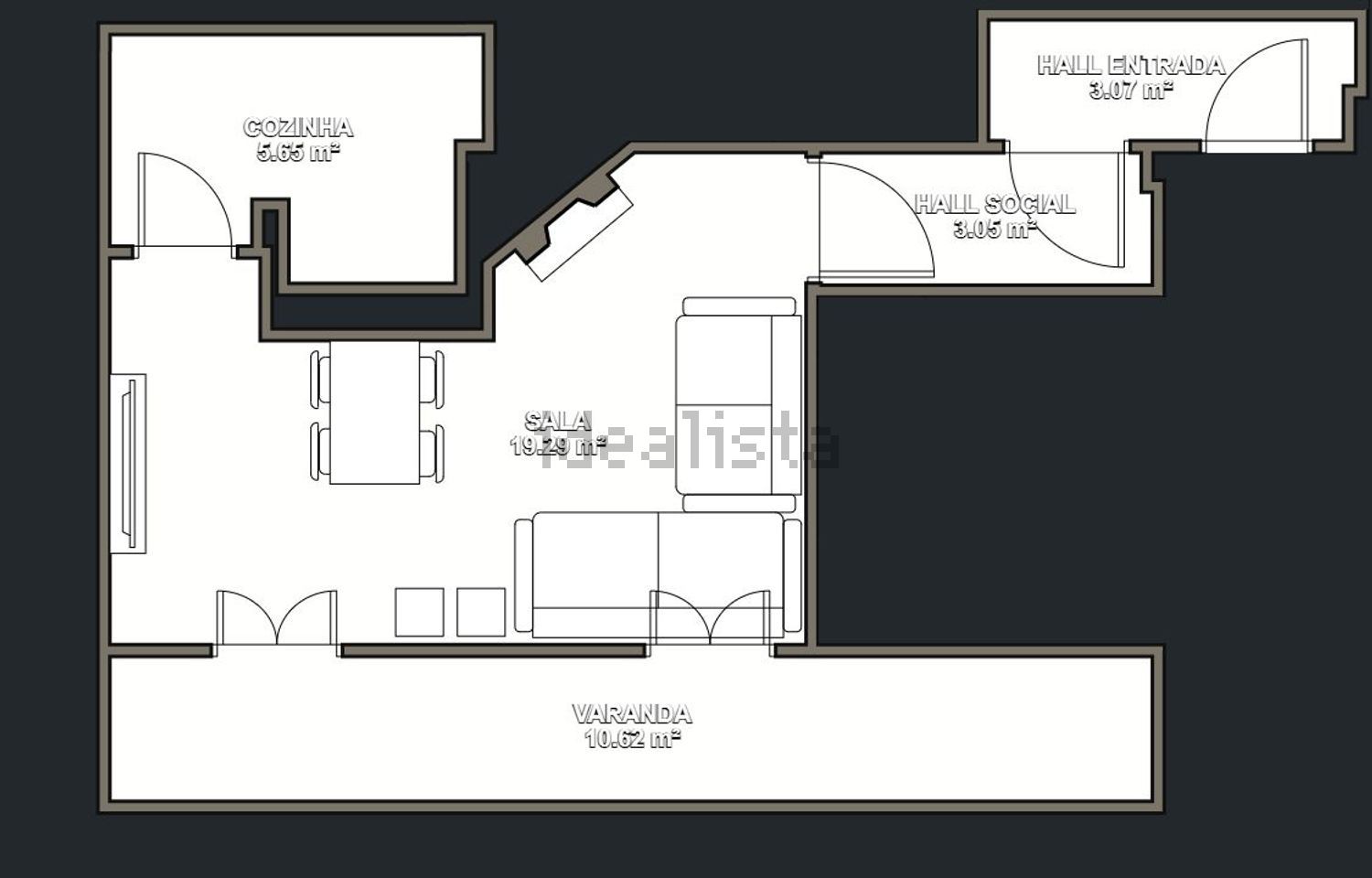 出租公寓 t1在Rua de Pombal, 47 - 平面图
