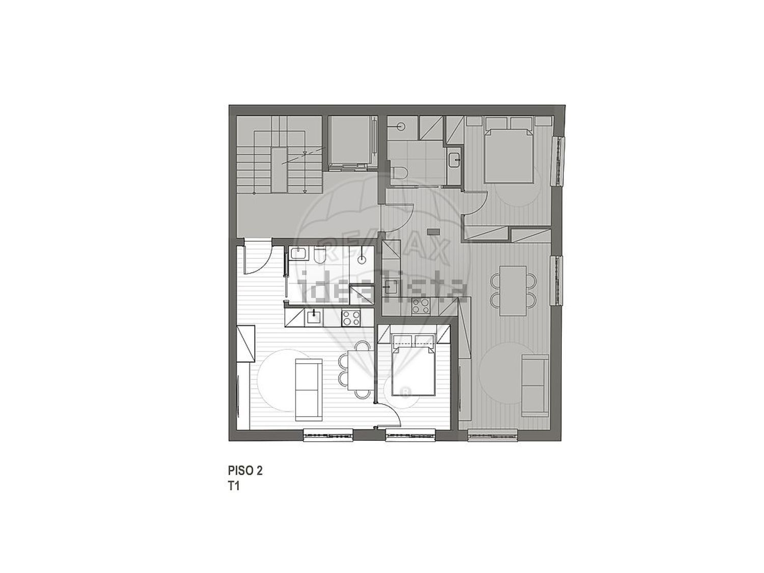 T0（单人公寓）出售在Rua Magalhães Lima, 5 - 平面图