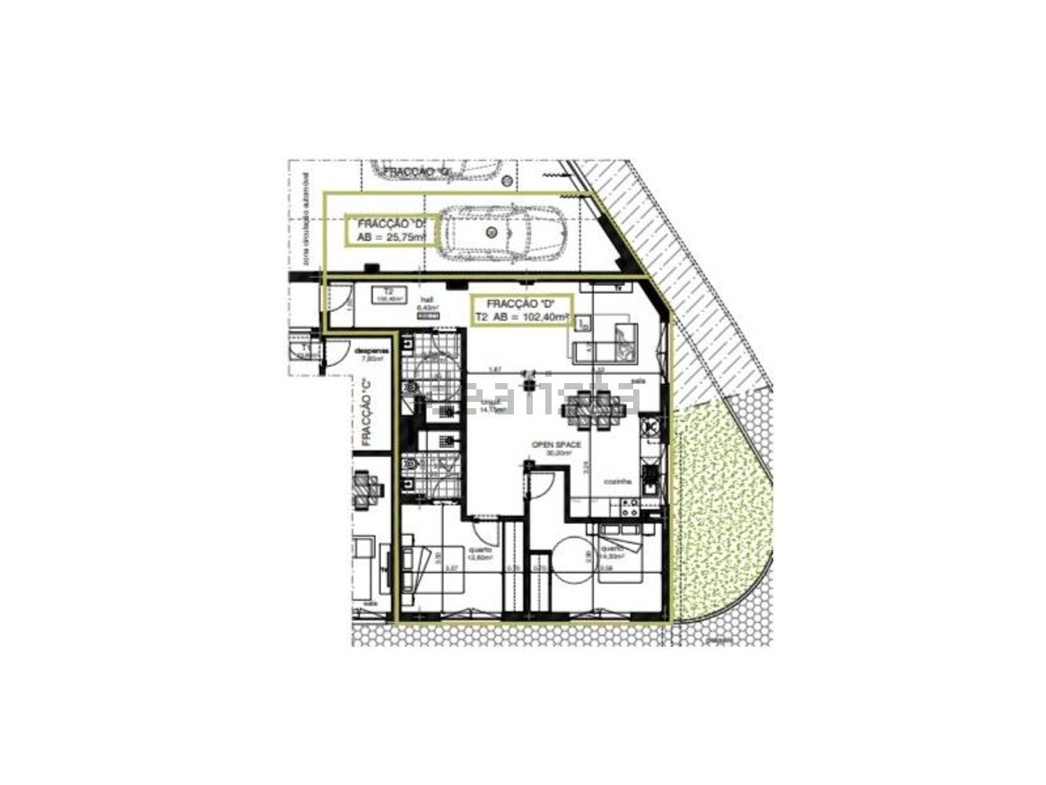 公寓 t2出售在Centro de Oliveira de Azeméis - 平面图