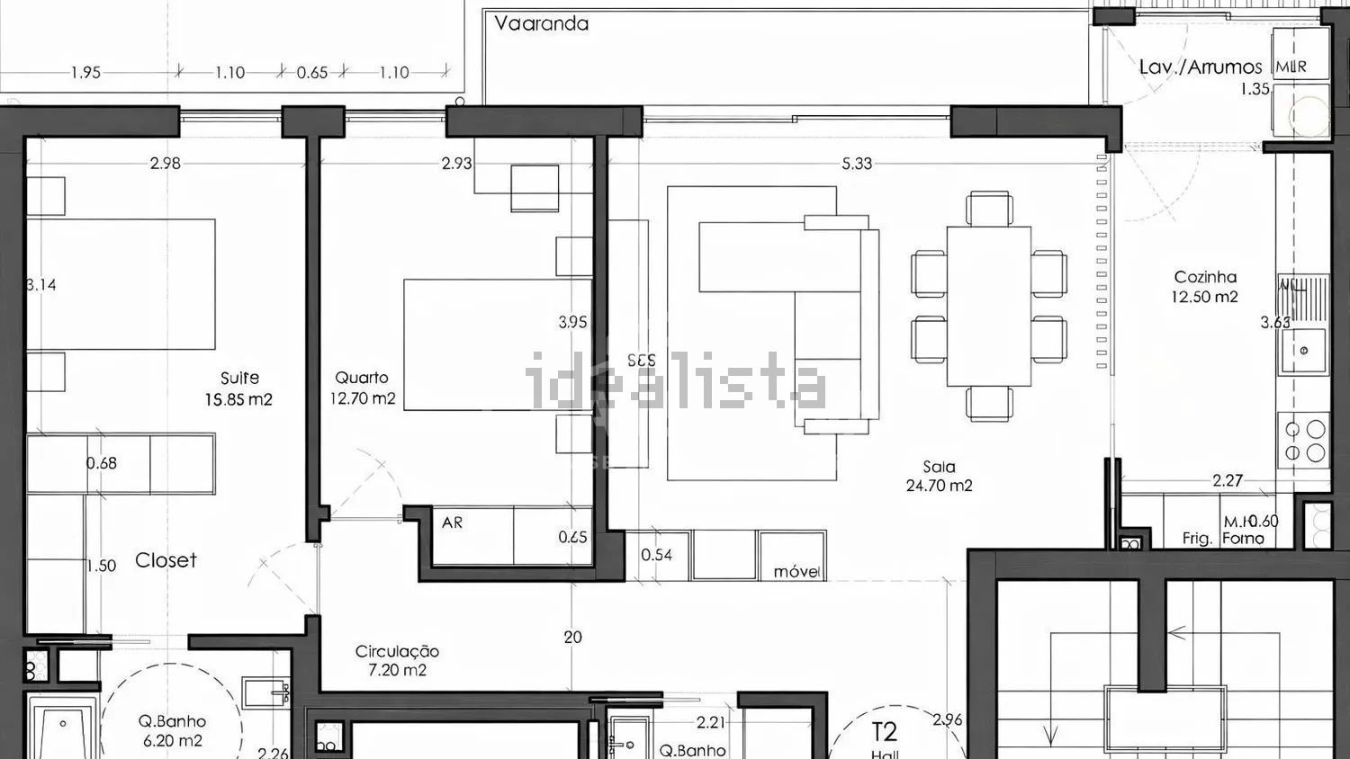 公寓 t2出售在Rua dos Milheirós - 平面图