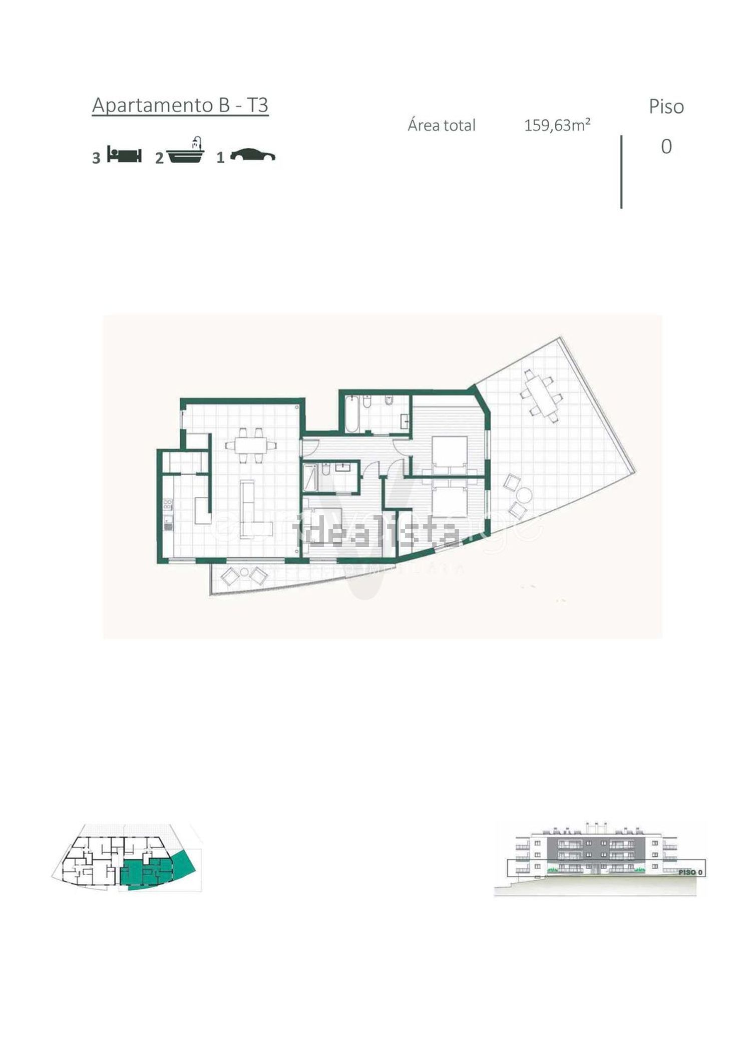 公寓 t3出售在Porto de Mós - 平面图