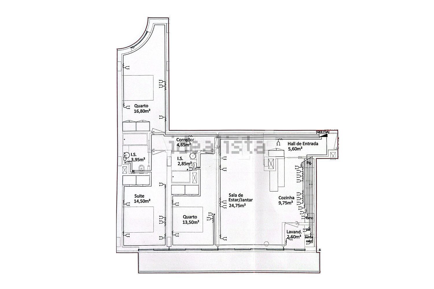 公寓 t3出售在Rua das Cilhas, 21 - 平面图