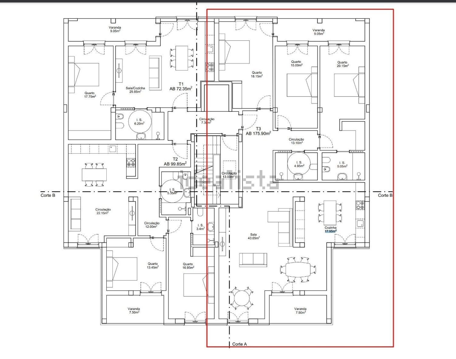 公寓 t3出售在Rua dos Descobridores, 2 LoteAD - 平面图