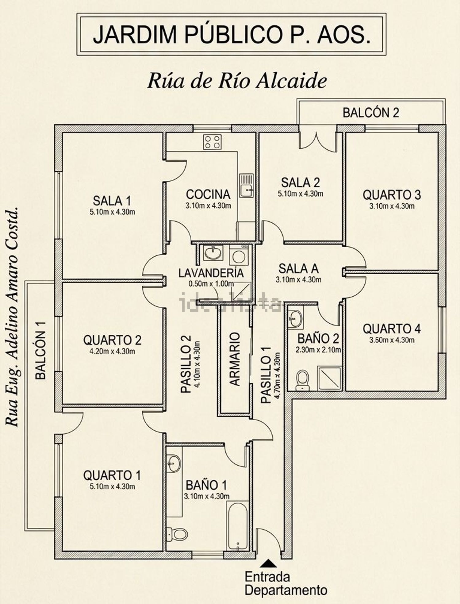 公寓 t4出售在Rua Engenheiro Adelino Amaro Costa, 1 n - 平面图