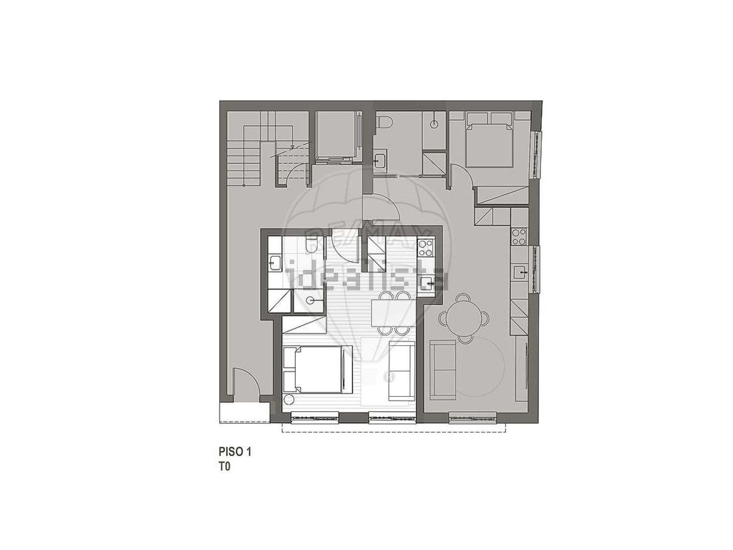T0（单人公寓）出售在Rua do Norte, 17 - 平面图