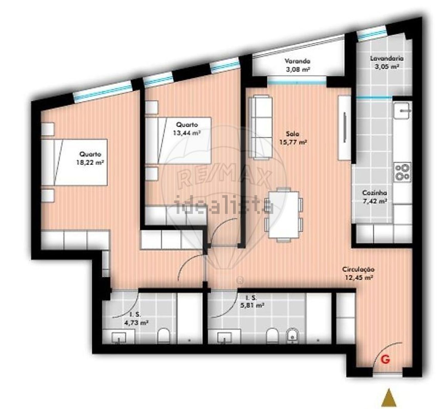 公寓 t2出售在Rua do Foral - 平面图