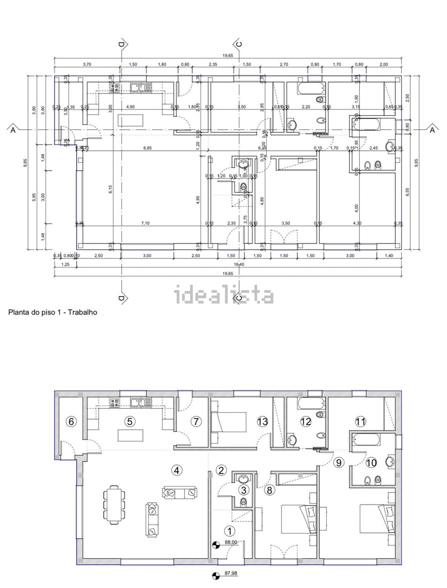 小楼房或独栋别墅出售在Rua da Escola s/n - 平面图