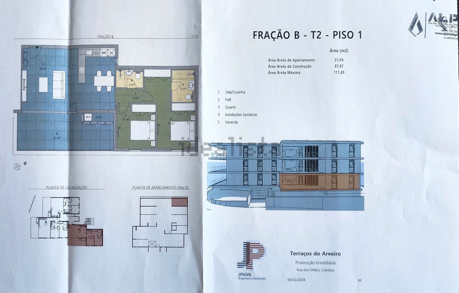 公寓 t2出售在Rua Orfãos, 83 - 平面图