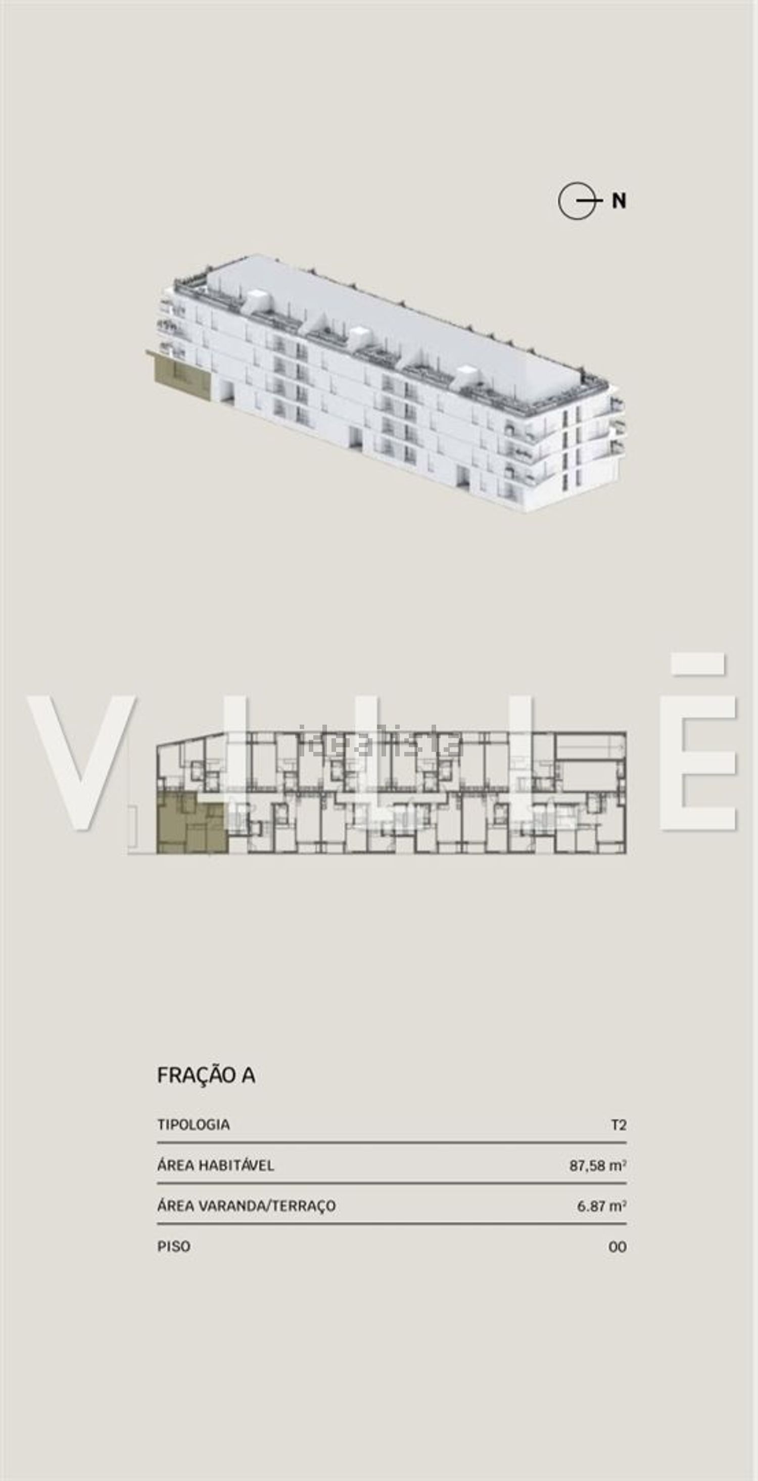 公寓 t2出售在Zona Histórica - Beira-Mar - 平面图