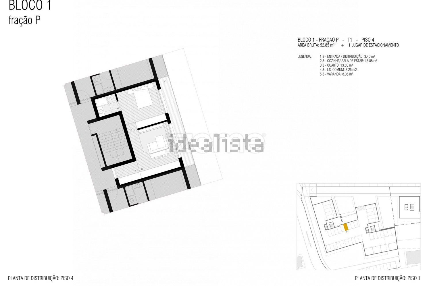 公寓 t1出售在Rua Manuel Ribeiro Poeta s/n - 平面图