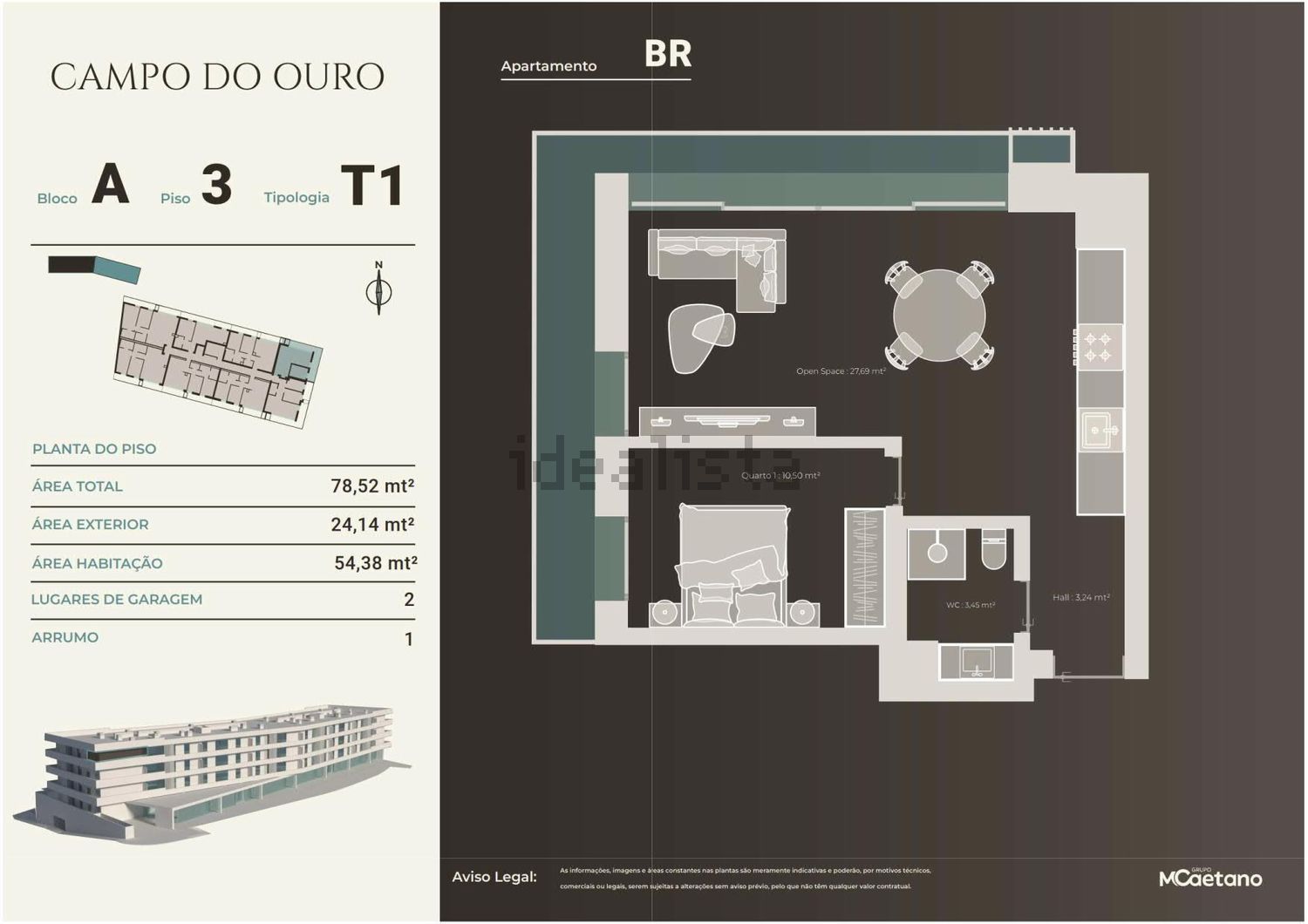 公寓 t1出售在Rua de Puços s/n - 平面图