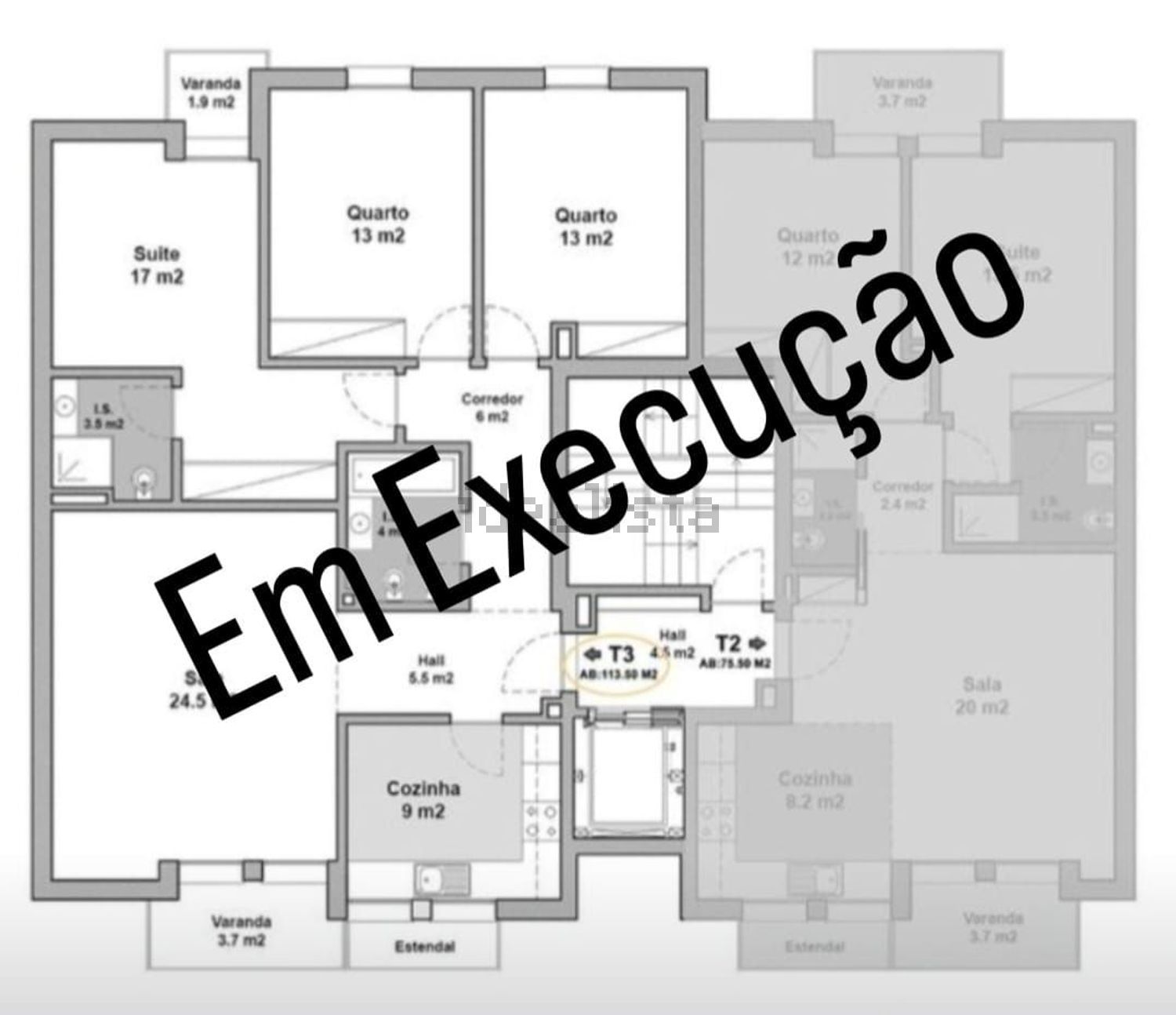 公寓 t3出售在Rua Doutor Francisco Duarte - 平面图