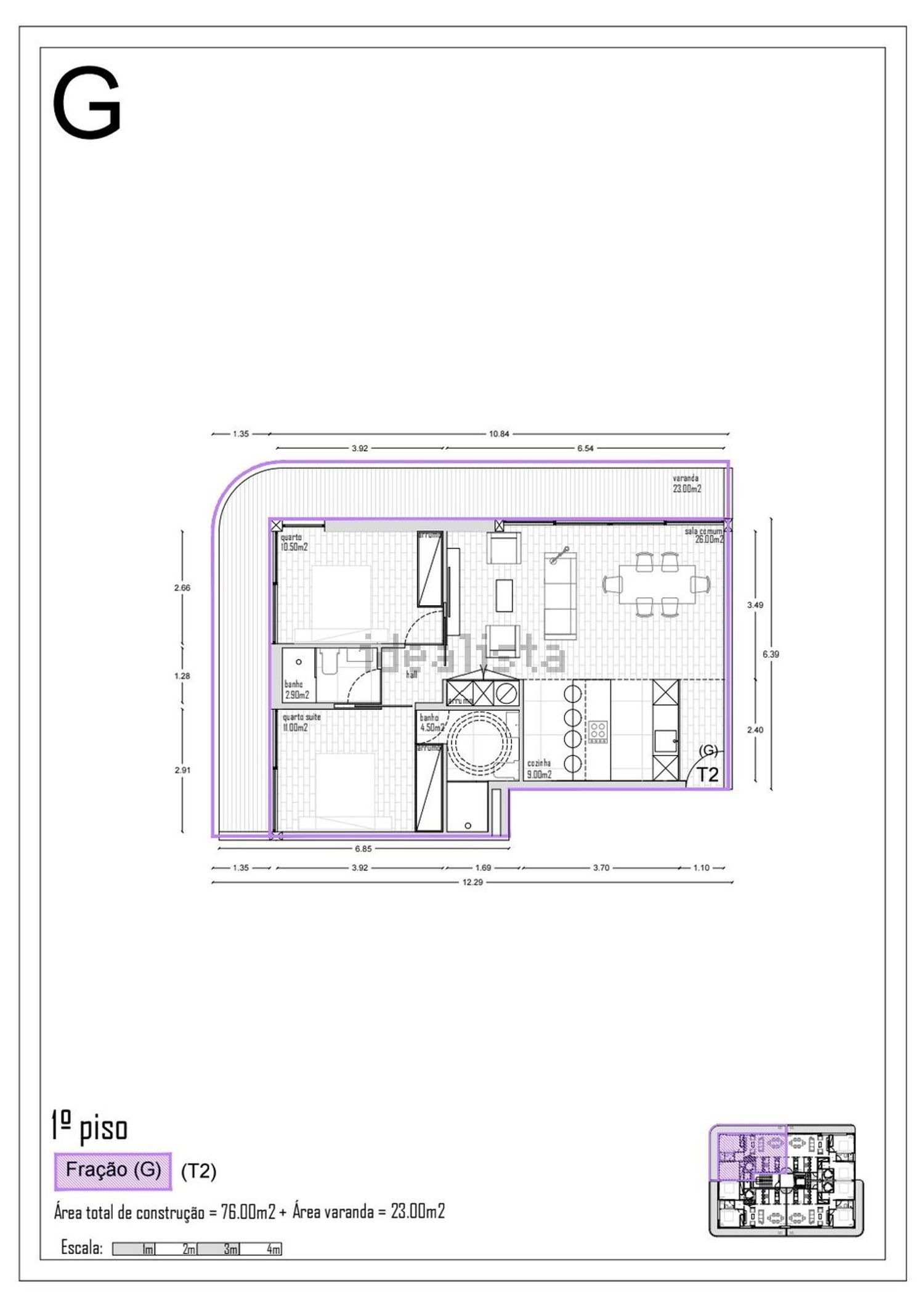 公寓 t2出售在Rua Académico Futebol Club - 平面图