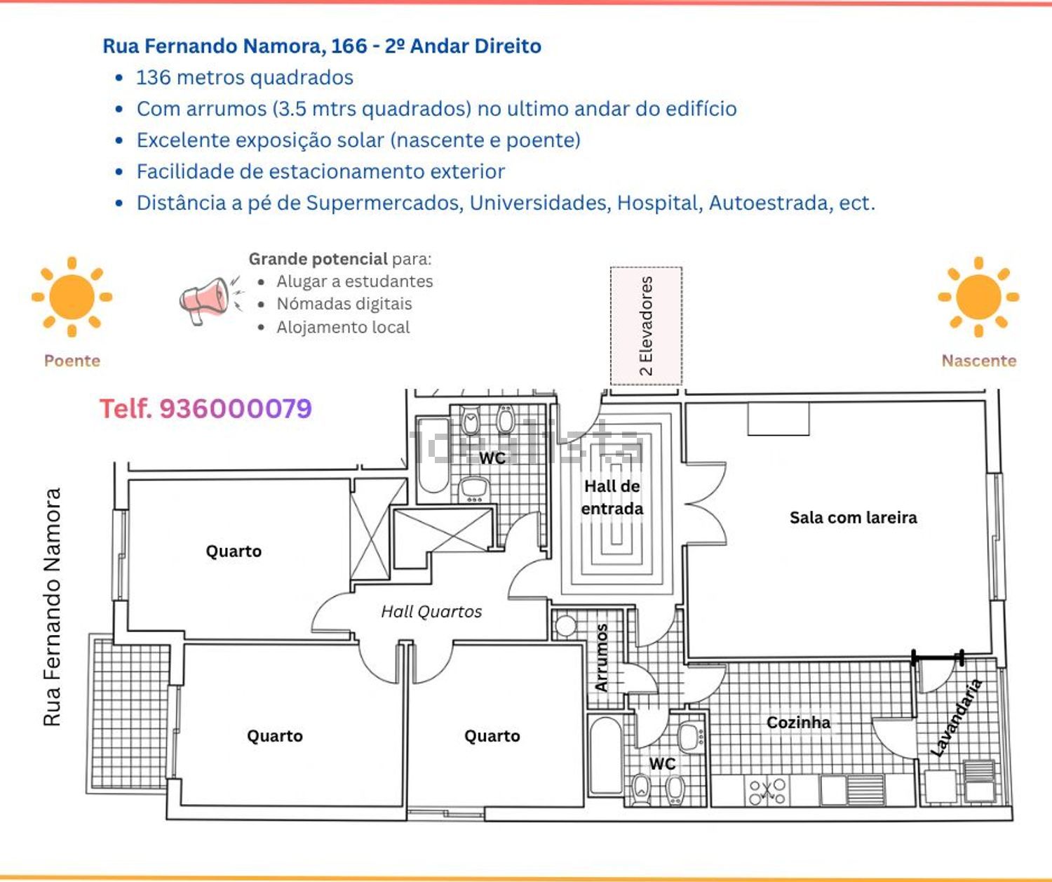 公寓 t3出售在Rua Fernando Namora, 166 - 平面图