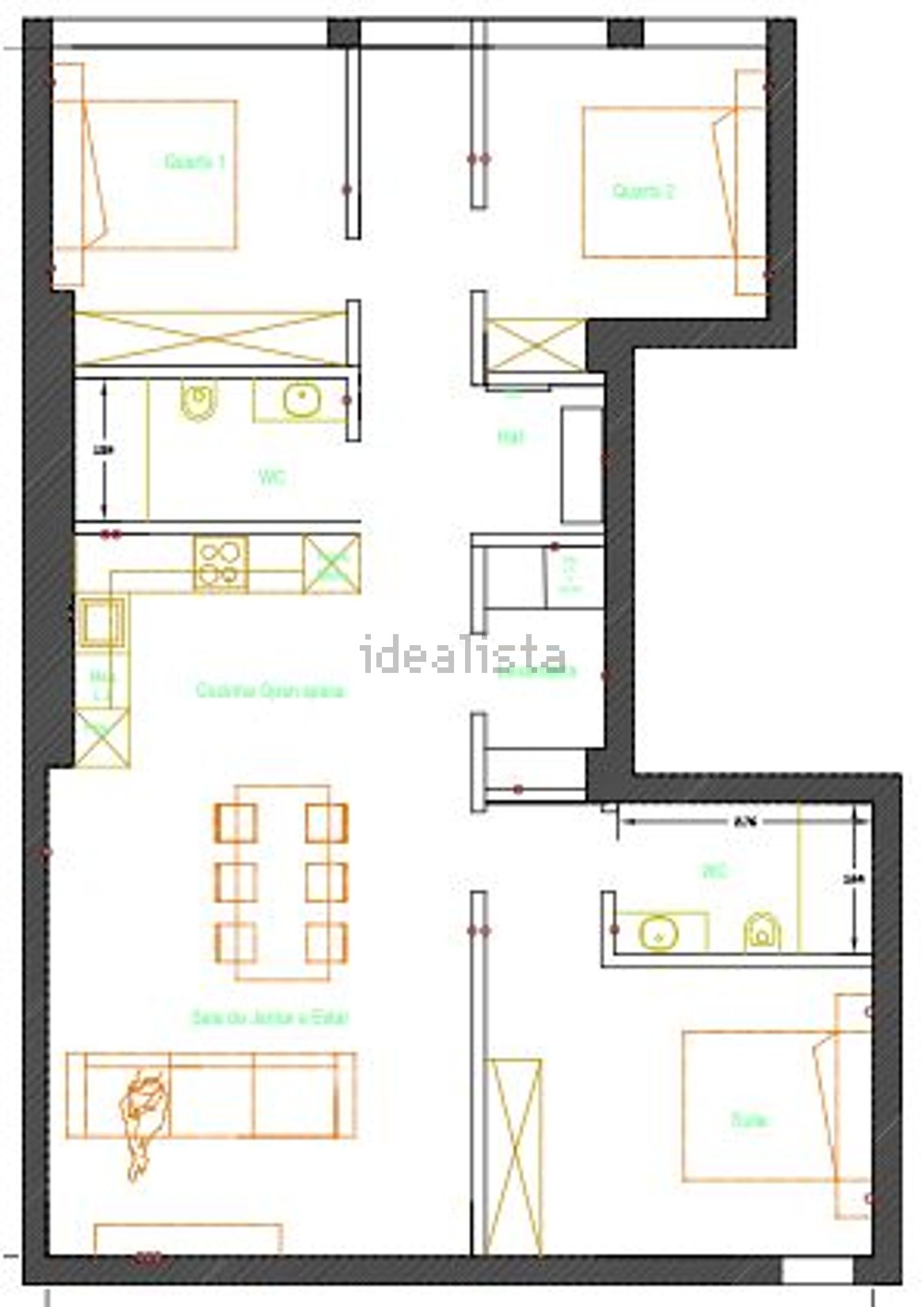 公寓 t3出售在Rua 25 de Abril - 平面图
