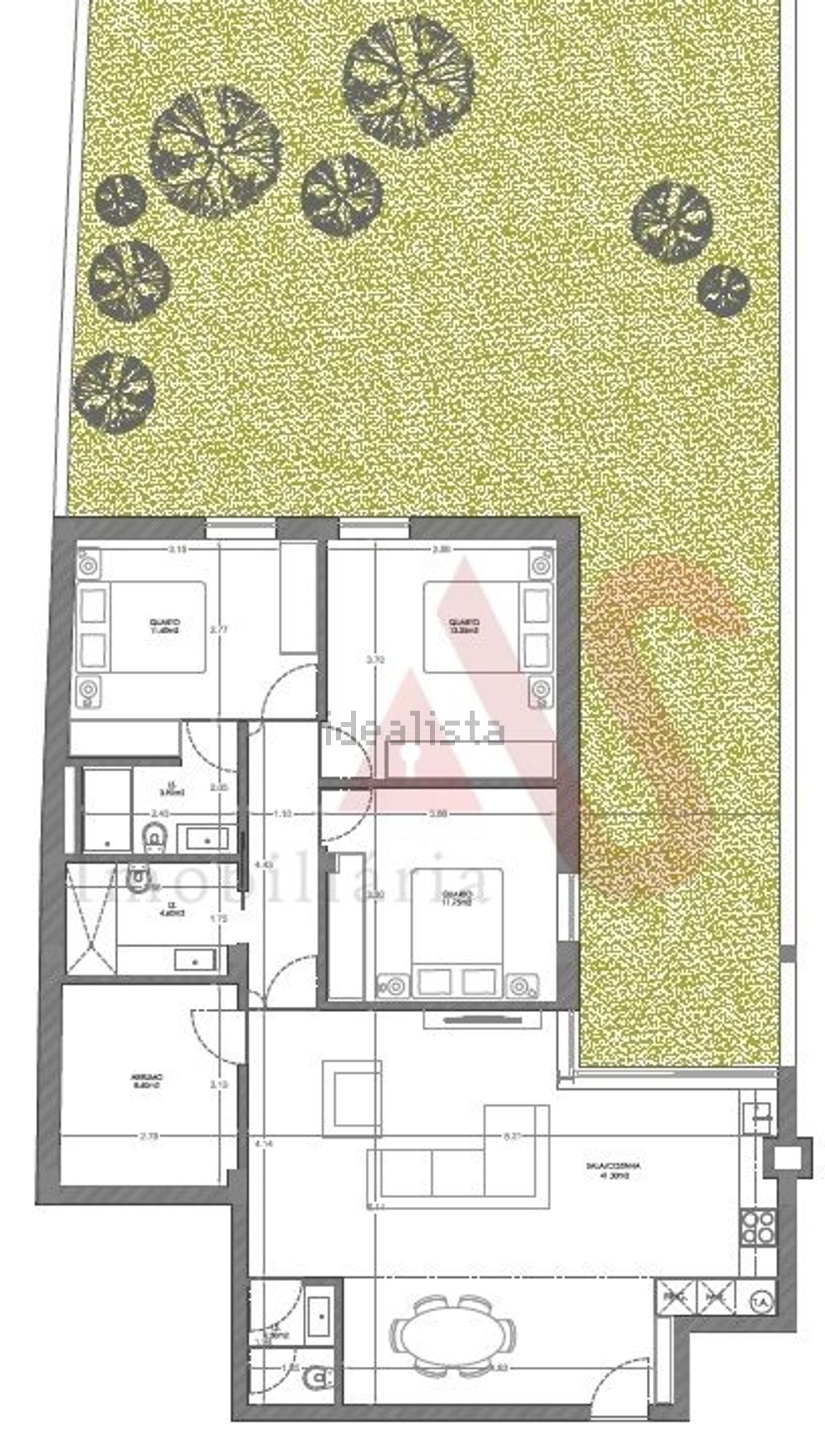 公寓 t3出售在Rua da Corujeira de Baixo, 349 - 平面图