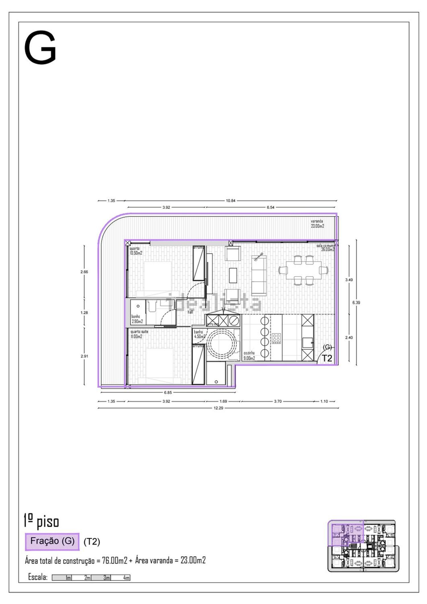 公寓 t2出售在Rua Académico Futebol Club - 平面图