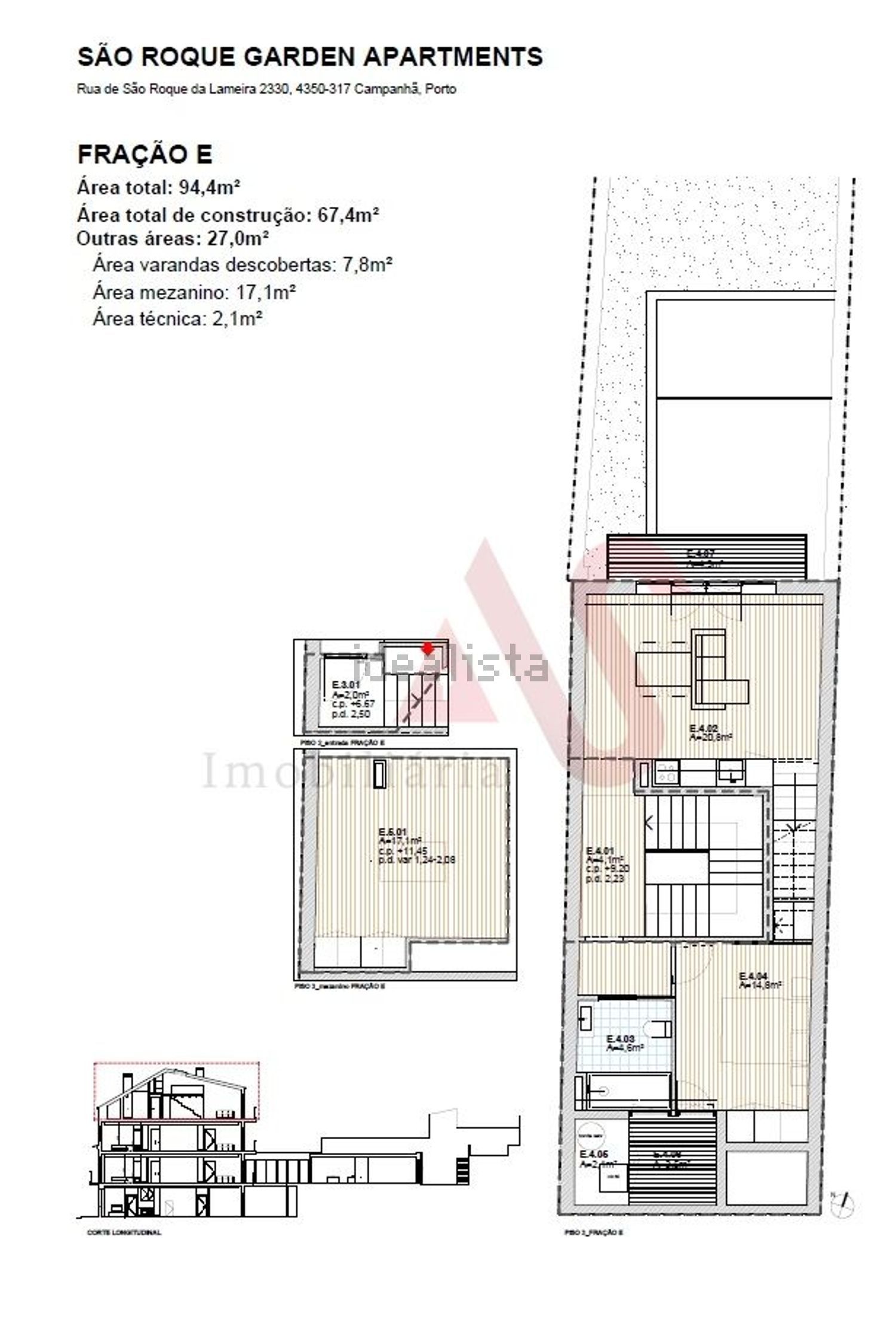 公寓 t1出售在Rua da Corujeira de Baixo, 349 - 平面图