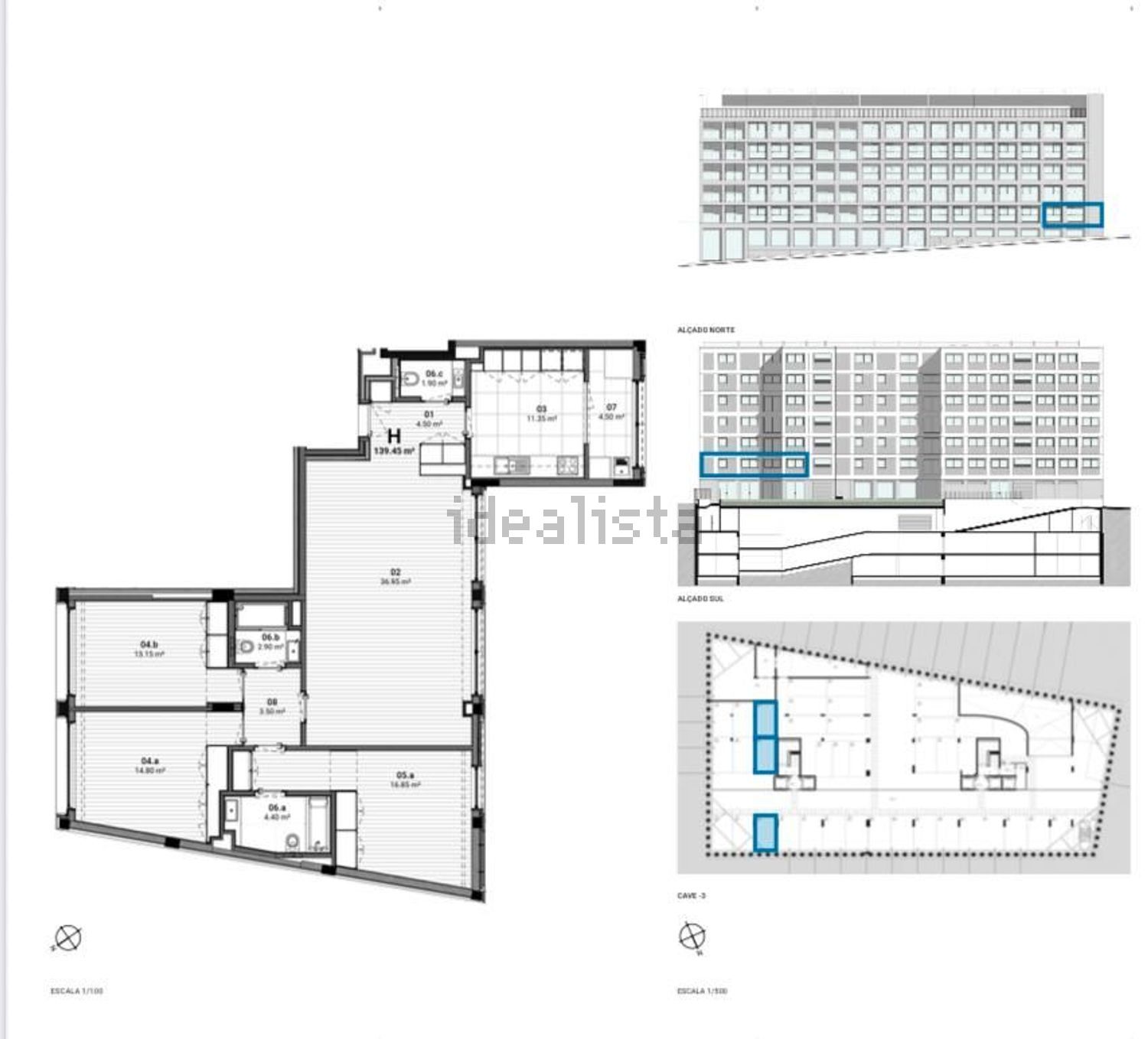 公寓 t3出售在Alameda das Antas s/n - 平面图