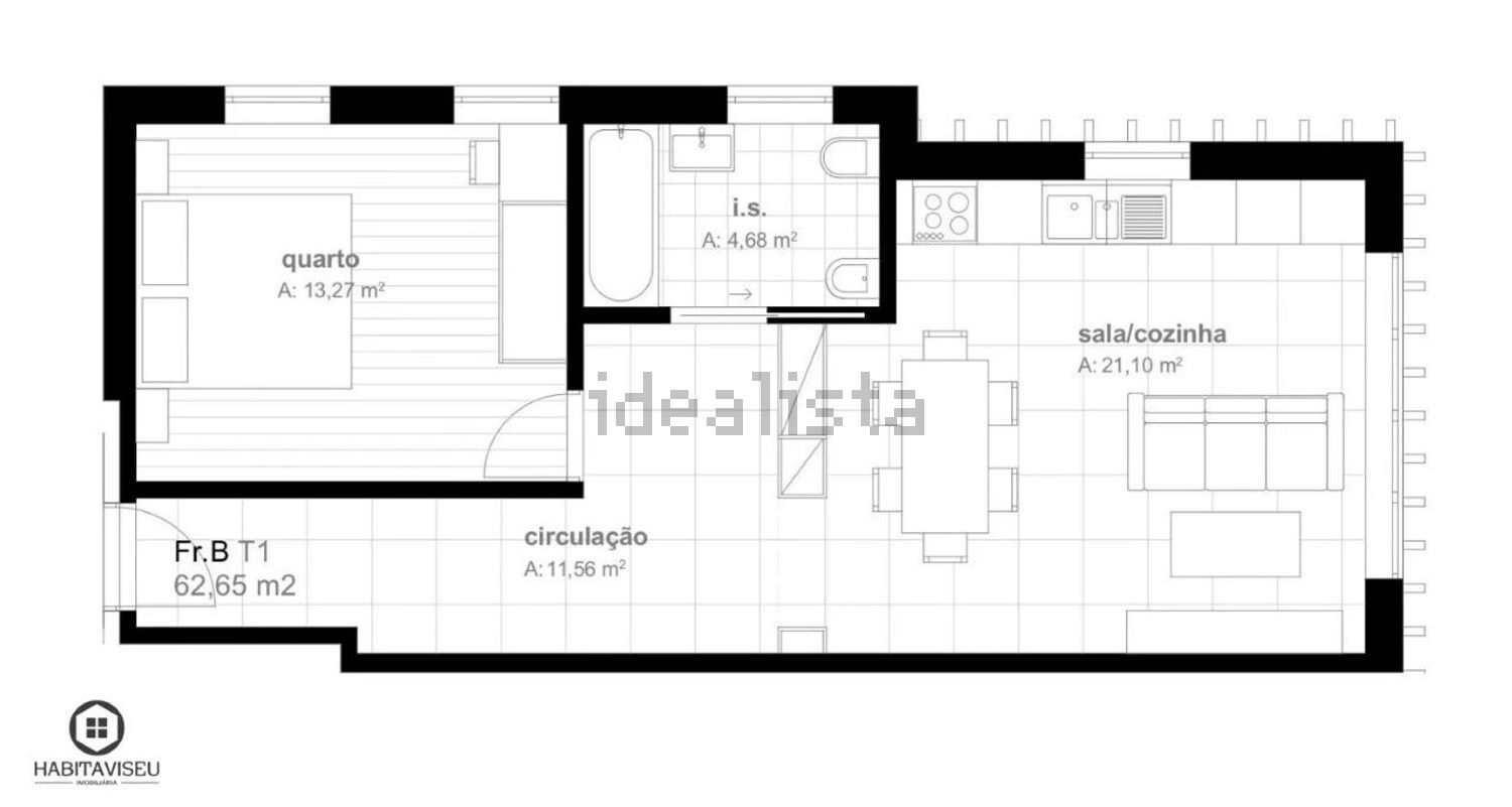 公寓 t1出售在Zona Histórica - 平面图