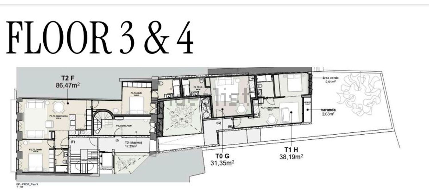 公寓 t1出售在Avenida Central, 114 - 平面图