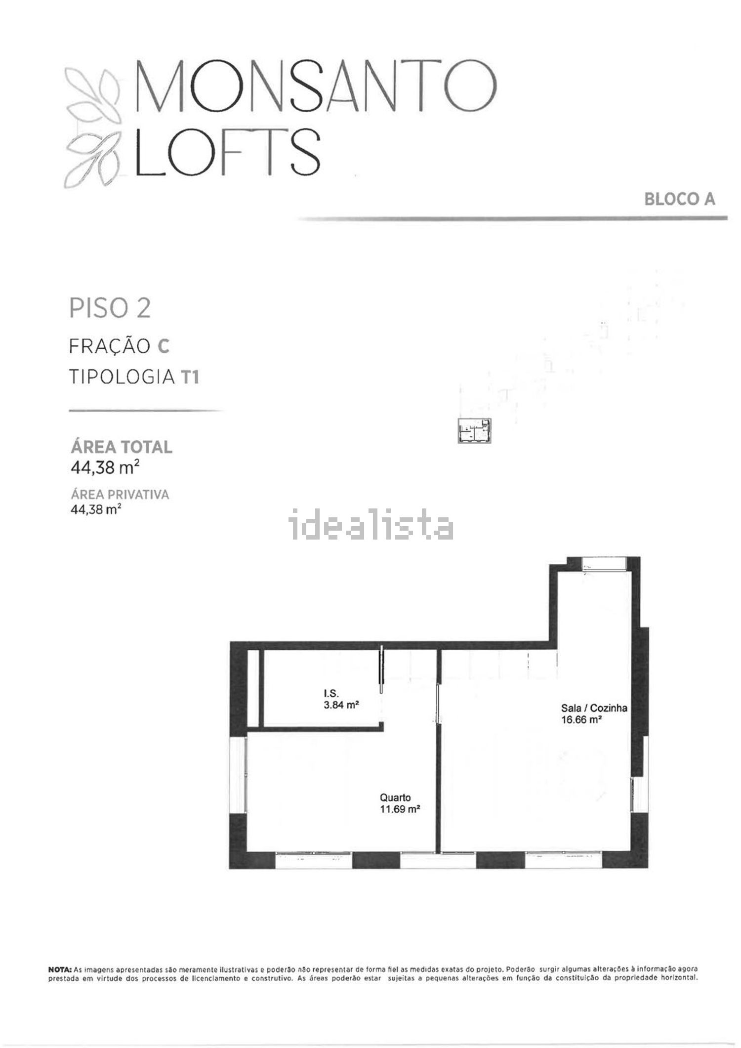 公寓 t1出售在Rua de Nove de Abril, 8 - 平面图