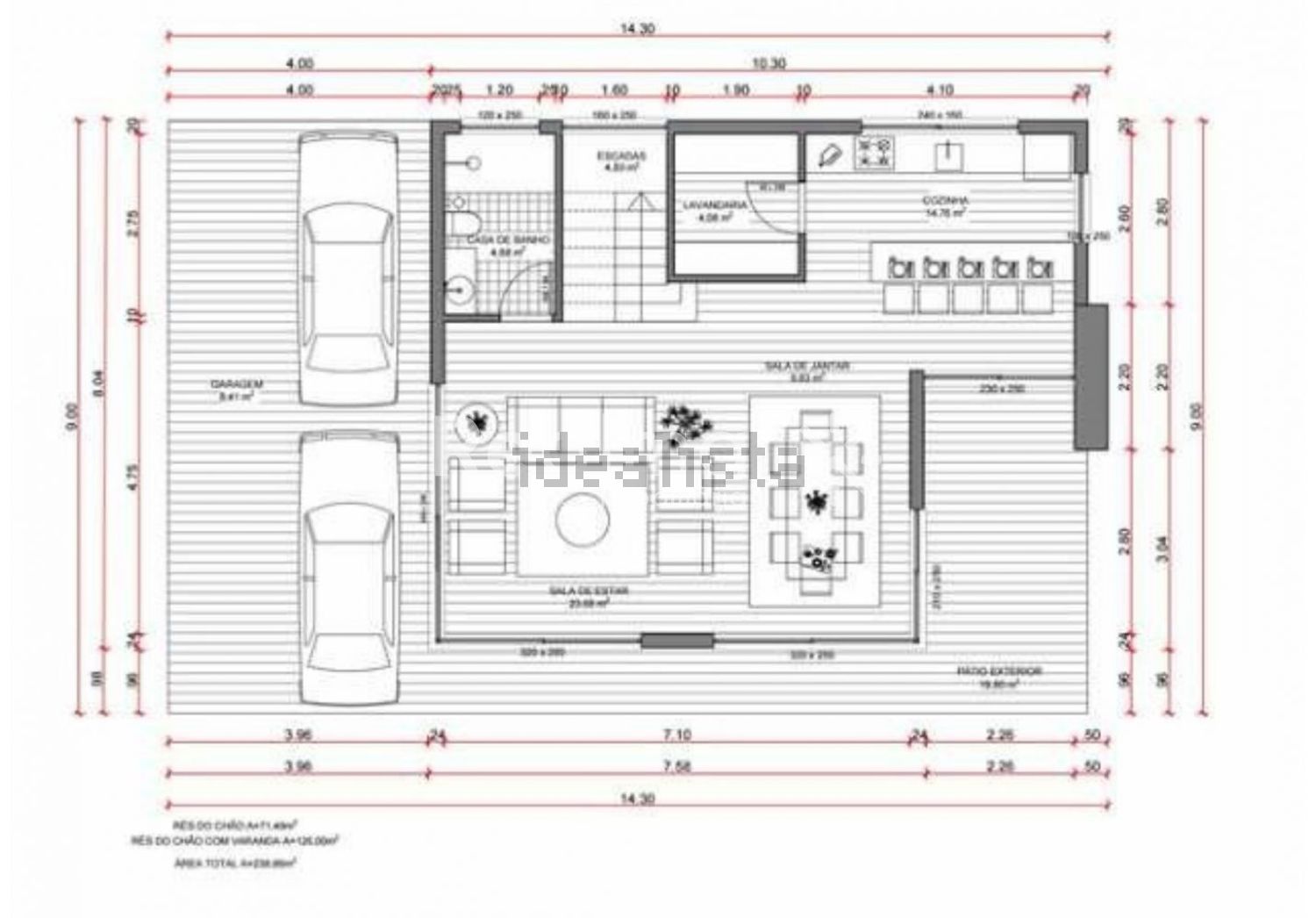 小楼房或独栋别墅出售在Nogueira - 平面图