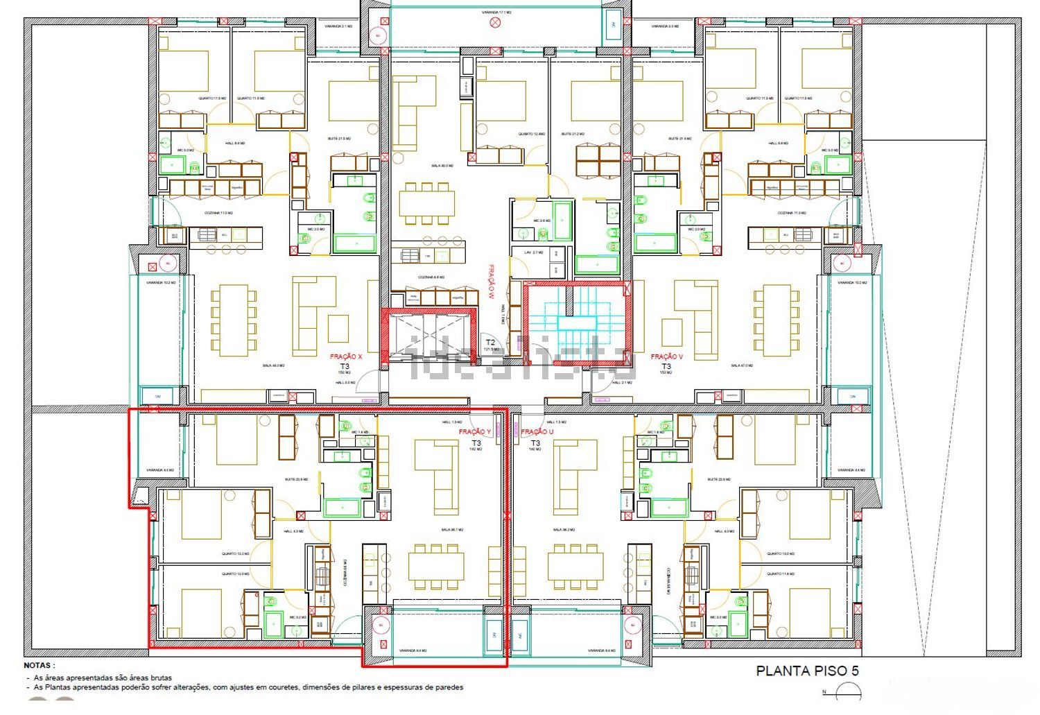 公寓 t3出售在Vila Verde e Barbudo - 平面图