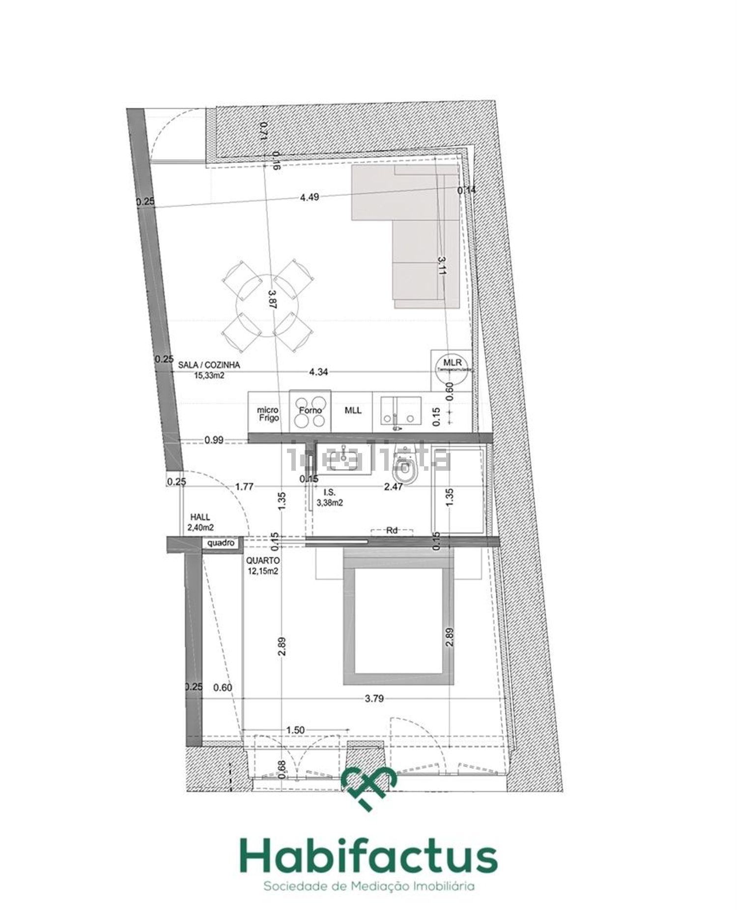 公寓 t1出售在Centro - 平面图