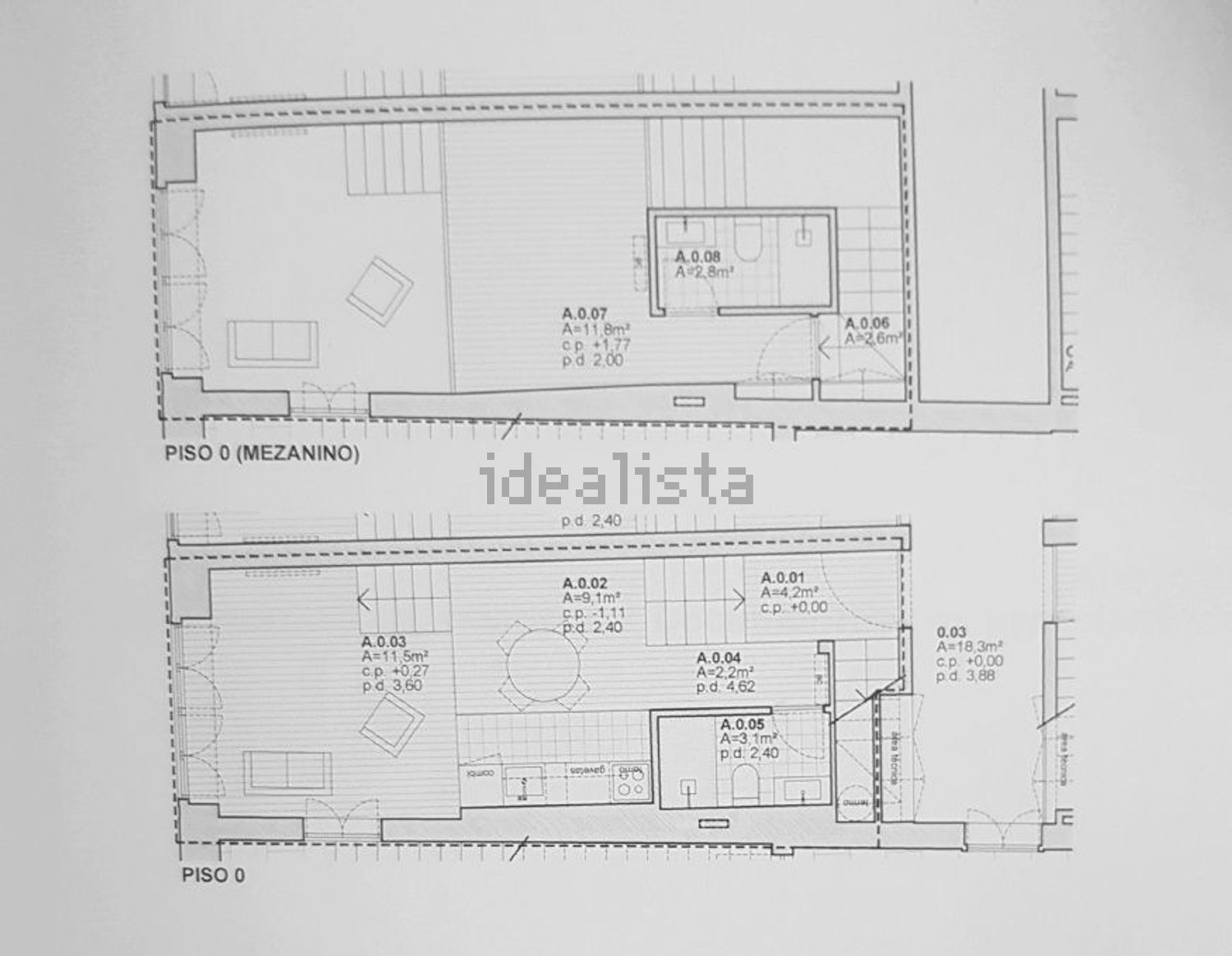 公寓 t1出售在Rua de António Granjo - 平面图
