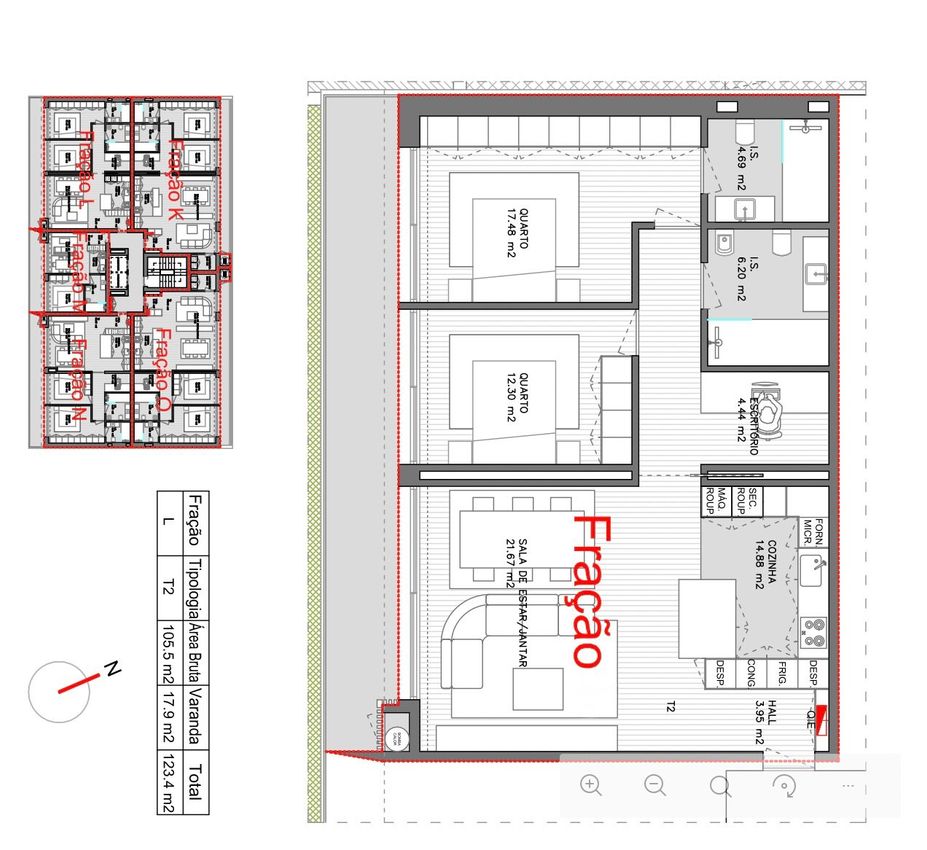 公寓 t2出售在Rua Central do Bairro