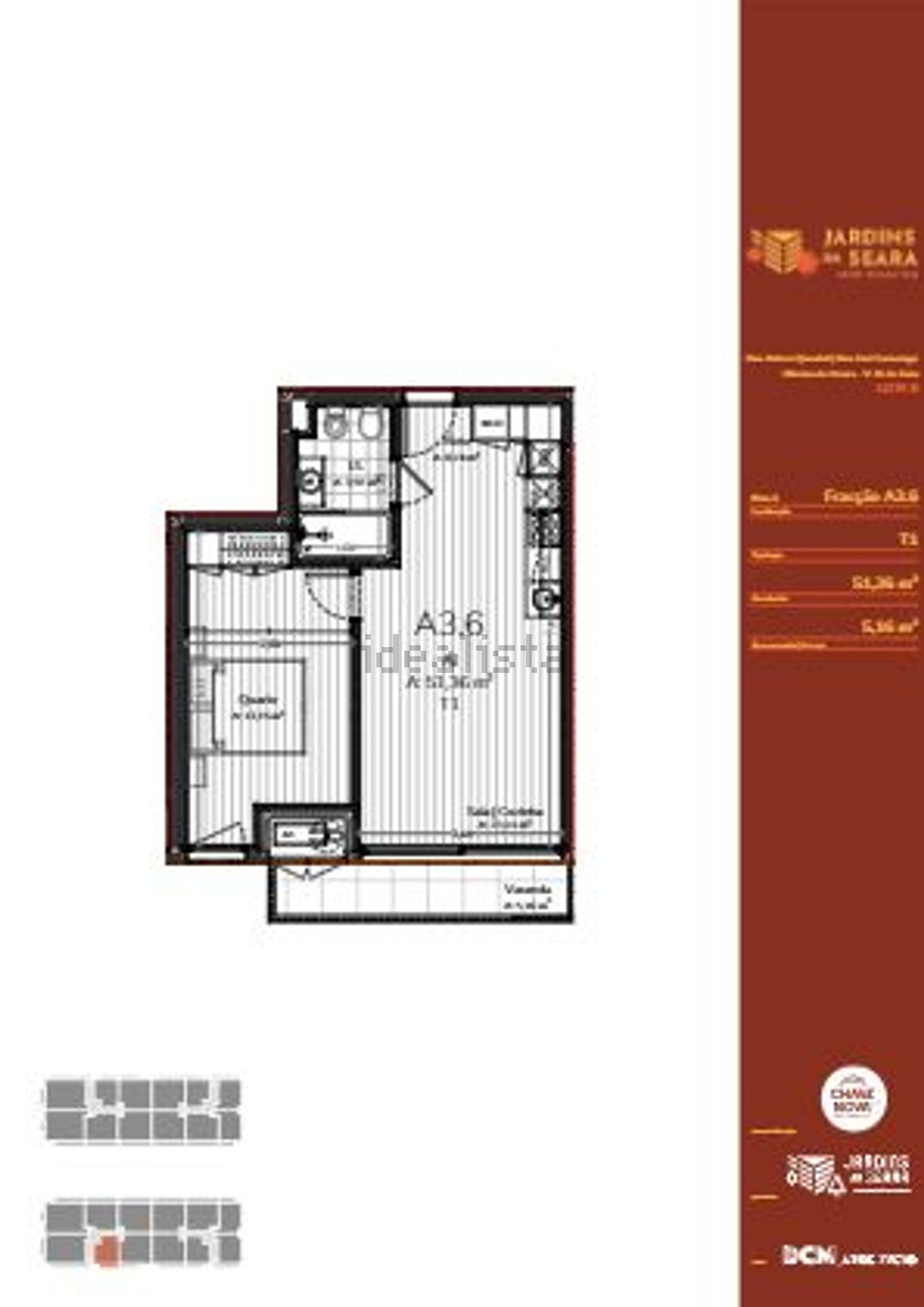 出租公寓 t1在Rua José Saramago, 564 - 平面图