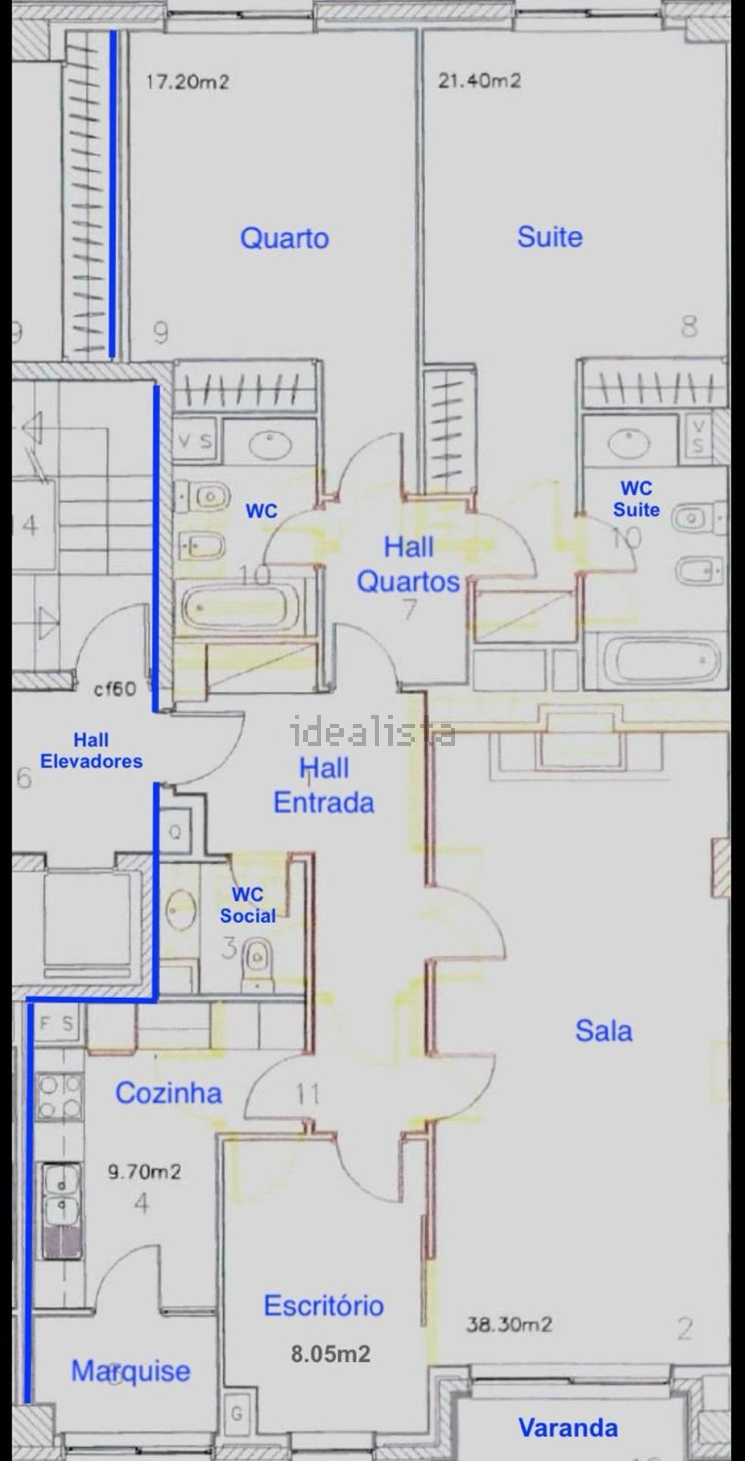 出租公寓 t3在Rua de Mota Pinto, 174 - 平面图