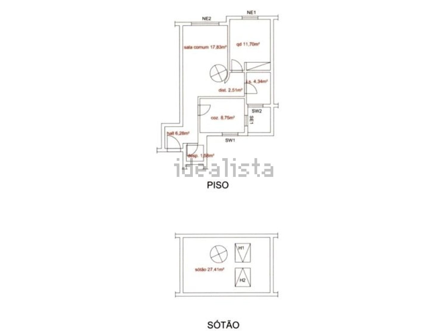 公寓 t1出售在Rua do Alto do Pico, 19 - 平面图