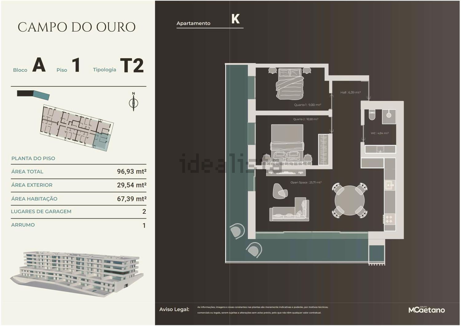 公寓 t2出售在Rua de Puços s/n - 平面图