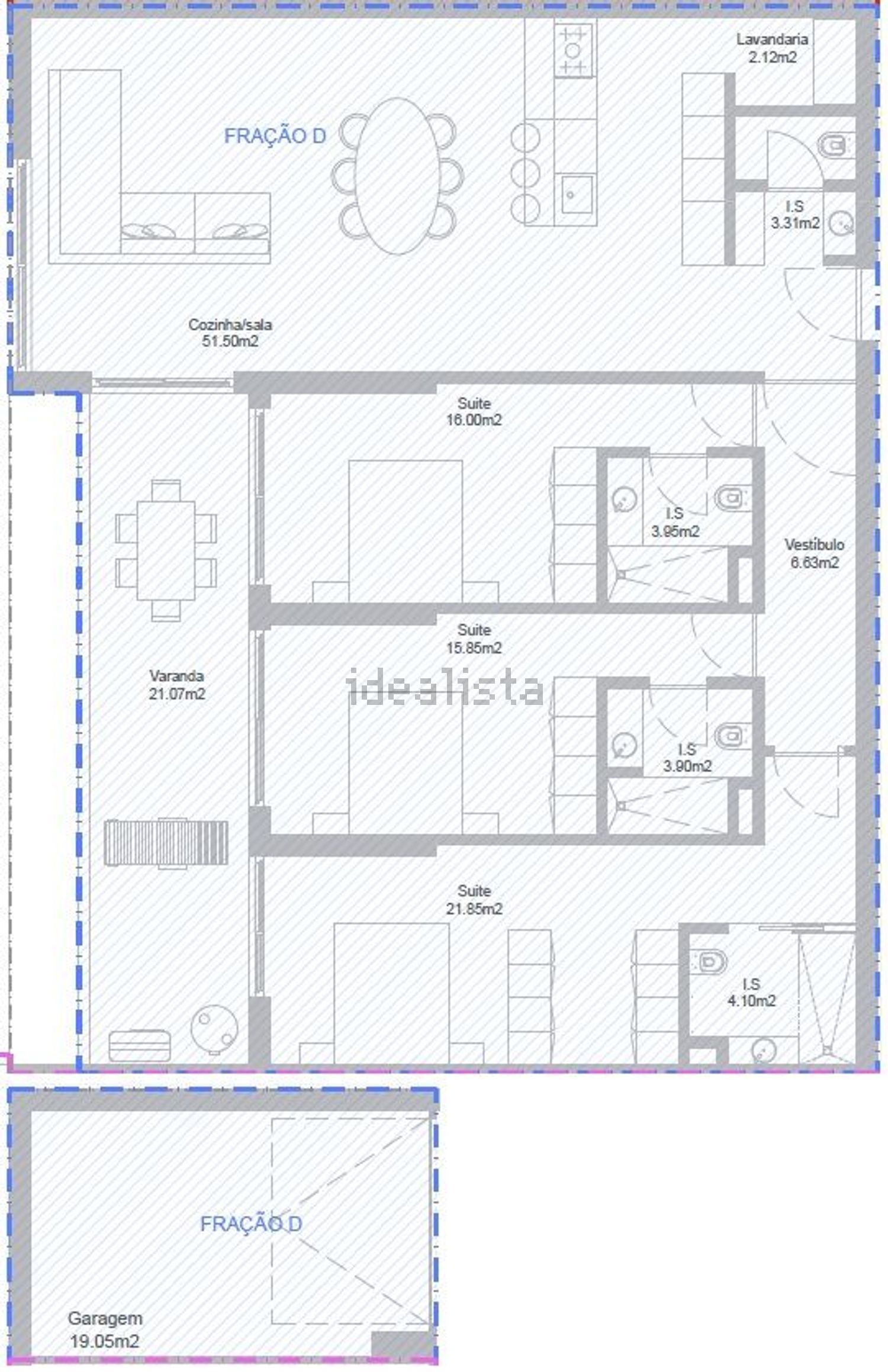 公寓 t3出售在Rua Urbanização Encosta do Sol s/n - 平面图