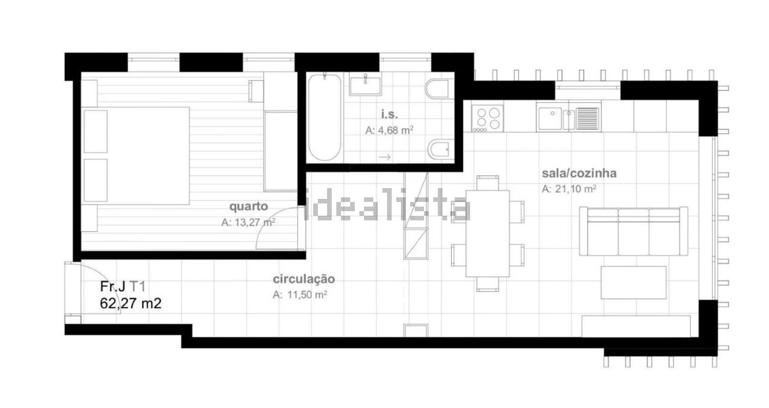 公寓 t1出售在Zona Histórica - 平面图