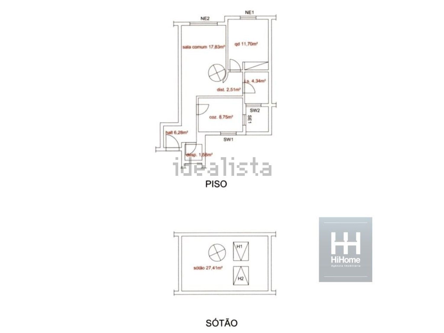 公寓 t1出售在Rua do Alto do Pico, 19 - 平面图