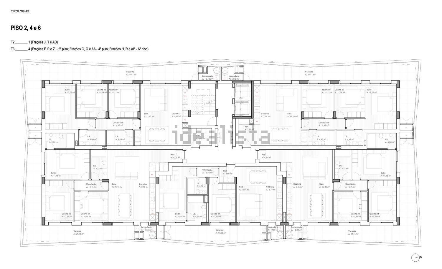 公寓 t2出售在Rua Bernardino da Silva s/n - 平面图