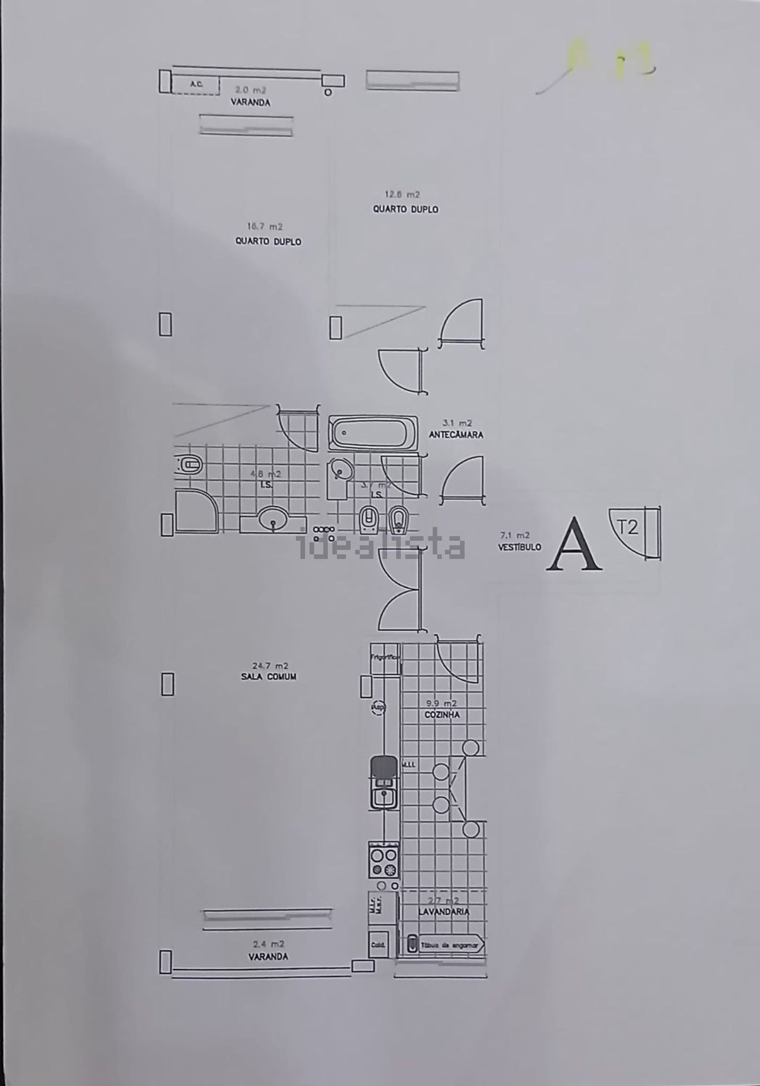 公寓 t2出售在Rua Professora Maria dos Anjos e Santos - 平面图