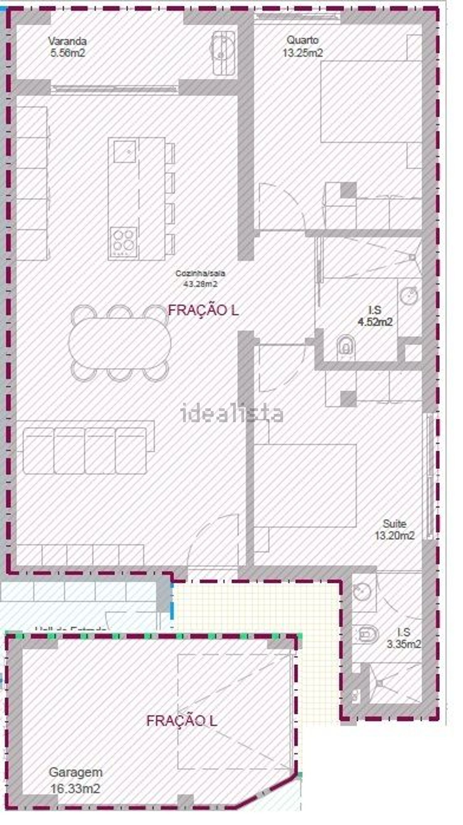 公寓 t3出售在Rua Urbanização Encosta do Sol s/n - 平面图