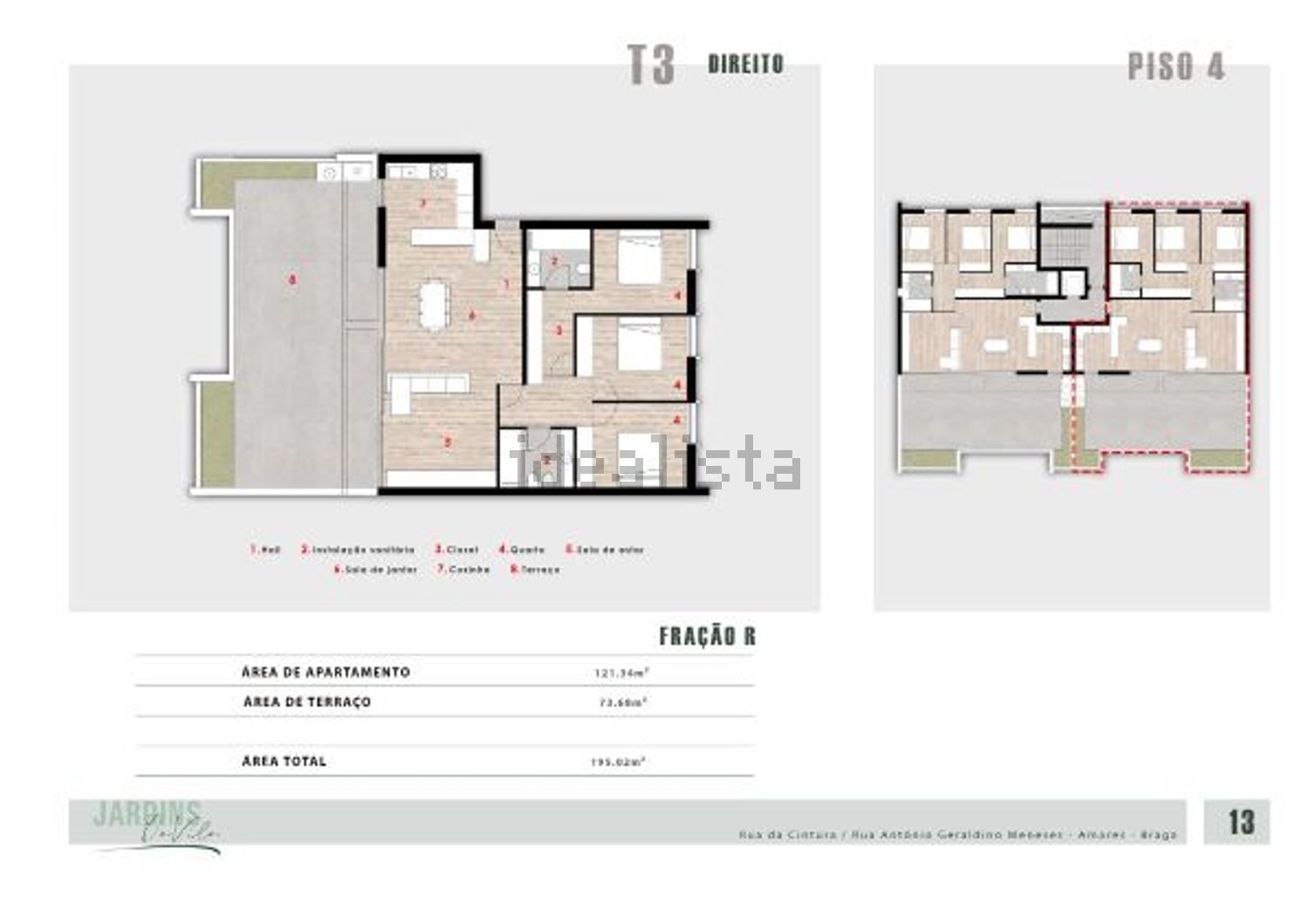 公寓 t3出售在Rua da Cintura - 平面图
