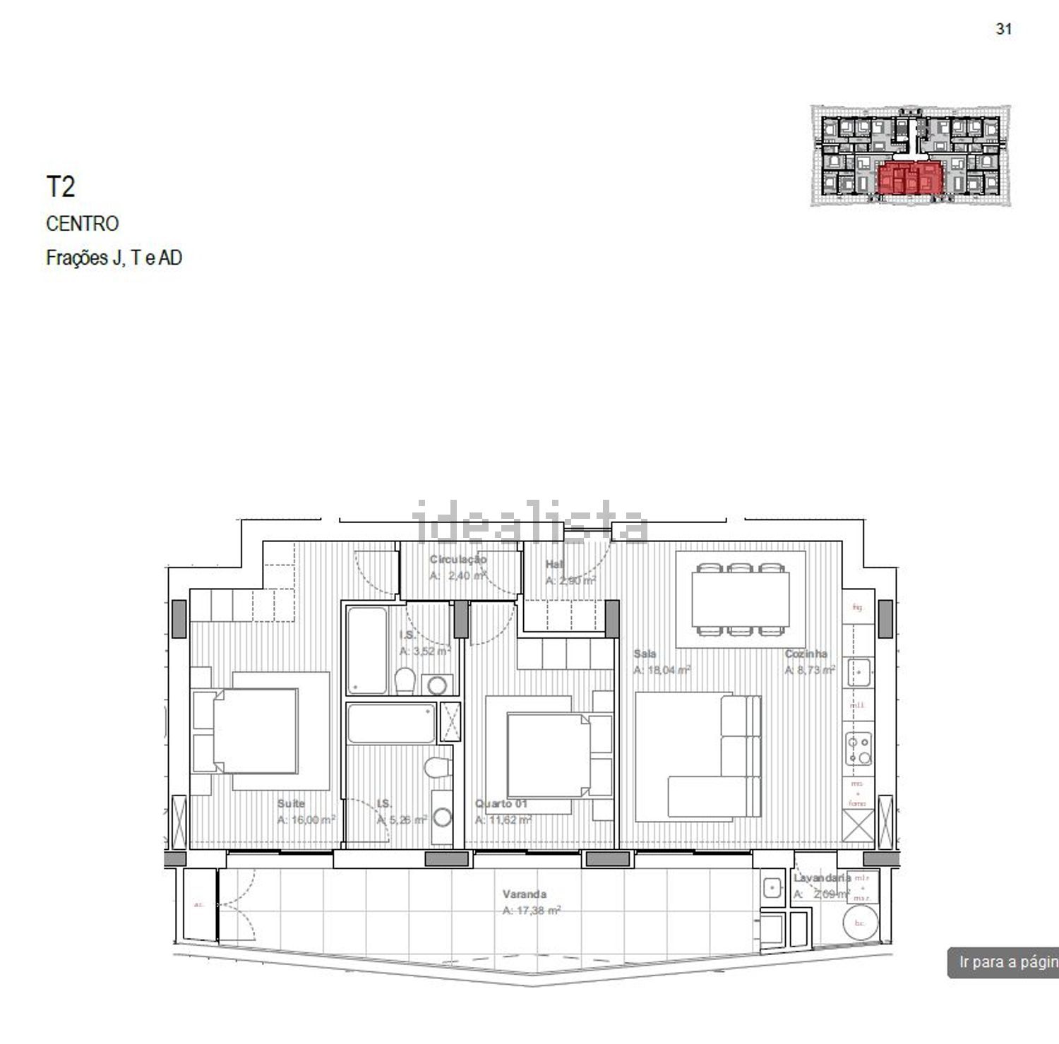 公寓 t2出售在Ferreiros e Gondizalves - 平面图