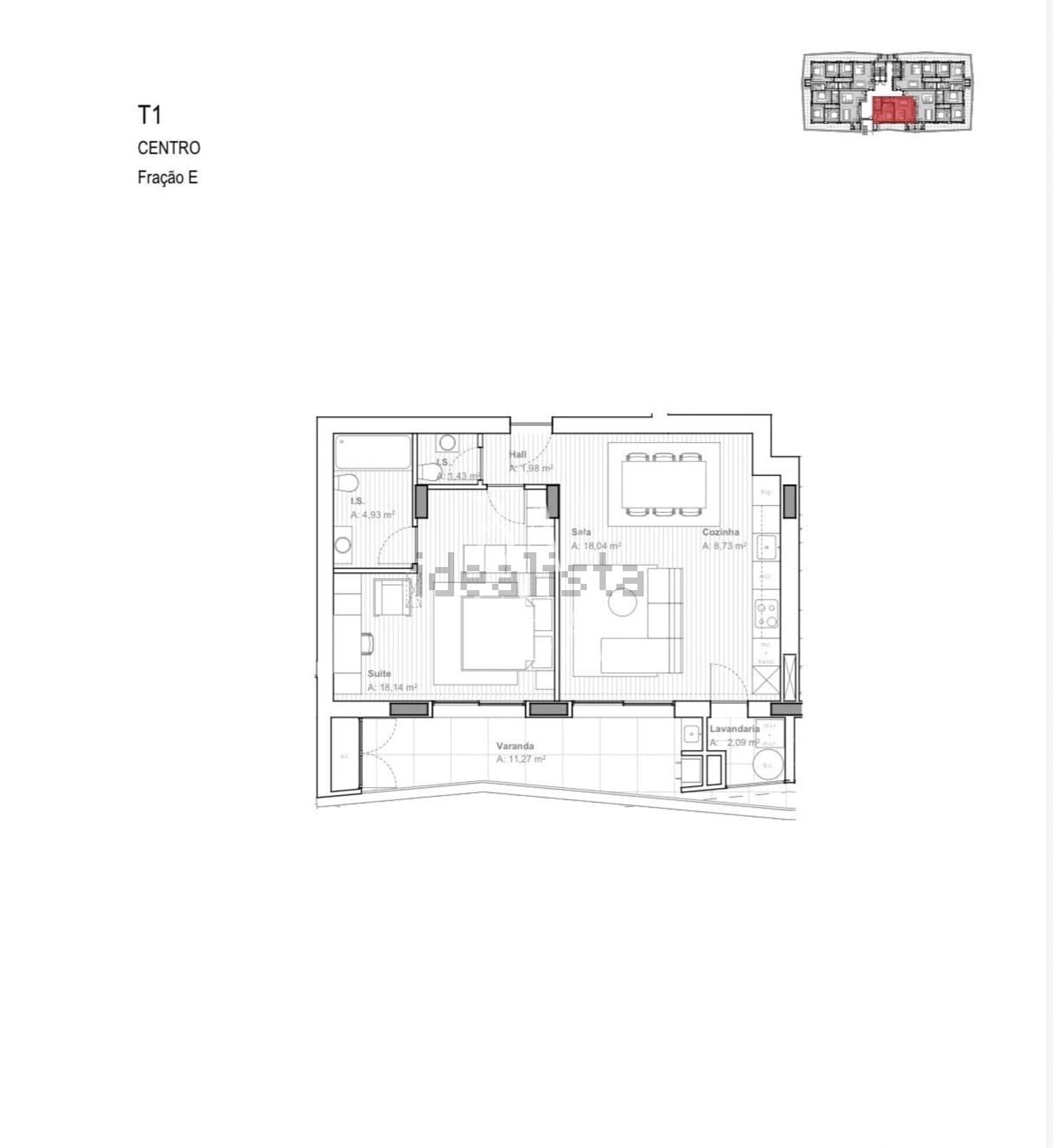 公寓 t1出售在Ferreiros e Gondizalves - 平面图
