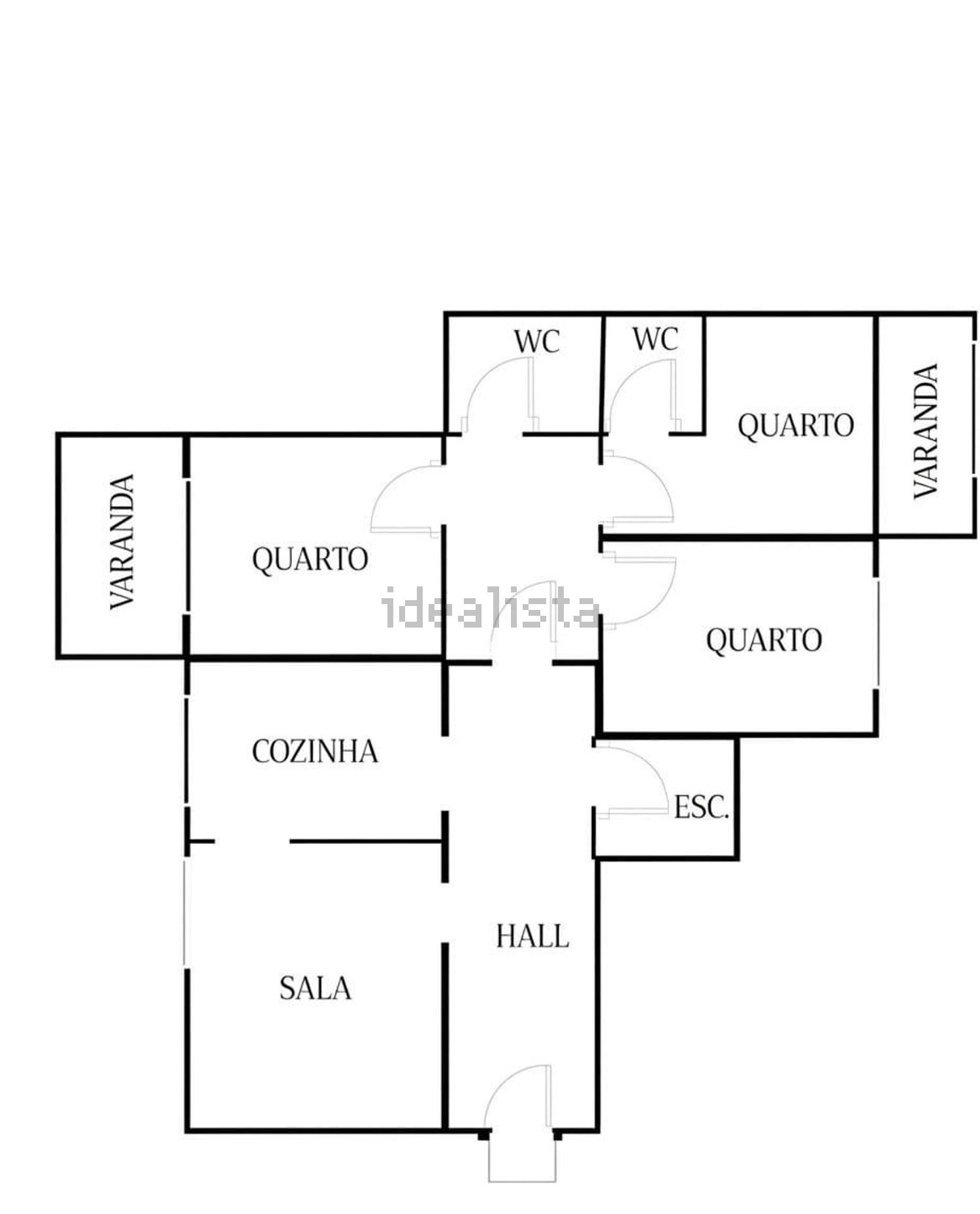 公寓 t3出售在Rua Doutor Egídio Guimarães - 平面图